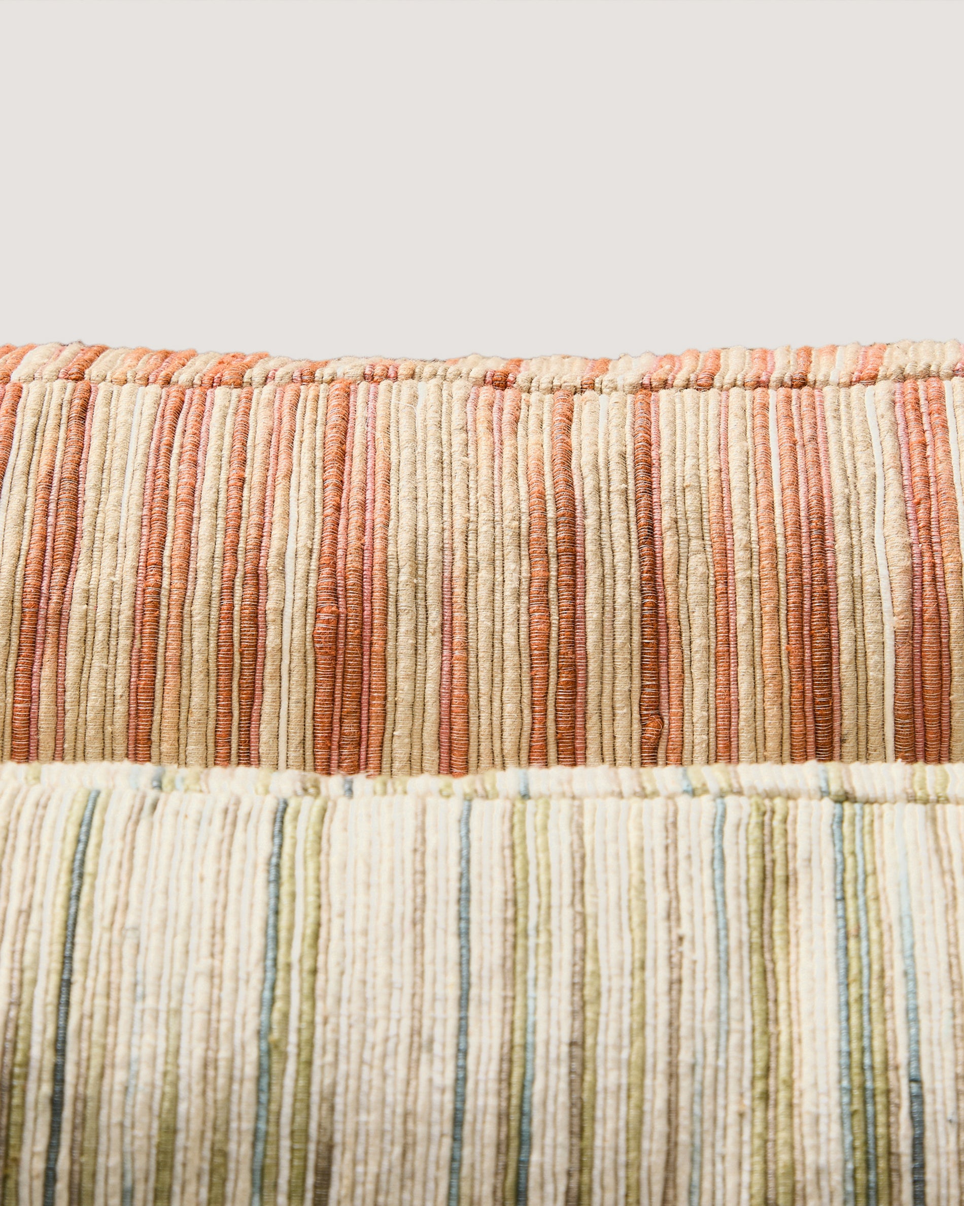 Zilora green and beige striped silk blend jacquard cushion cover 45 x 45cm - Detail