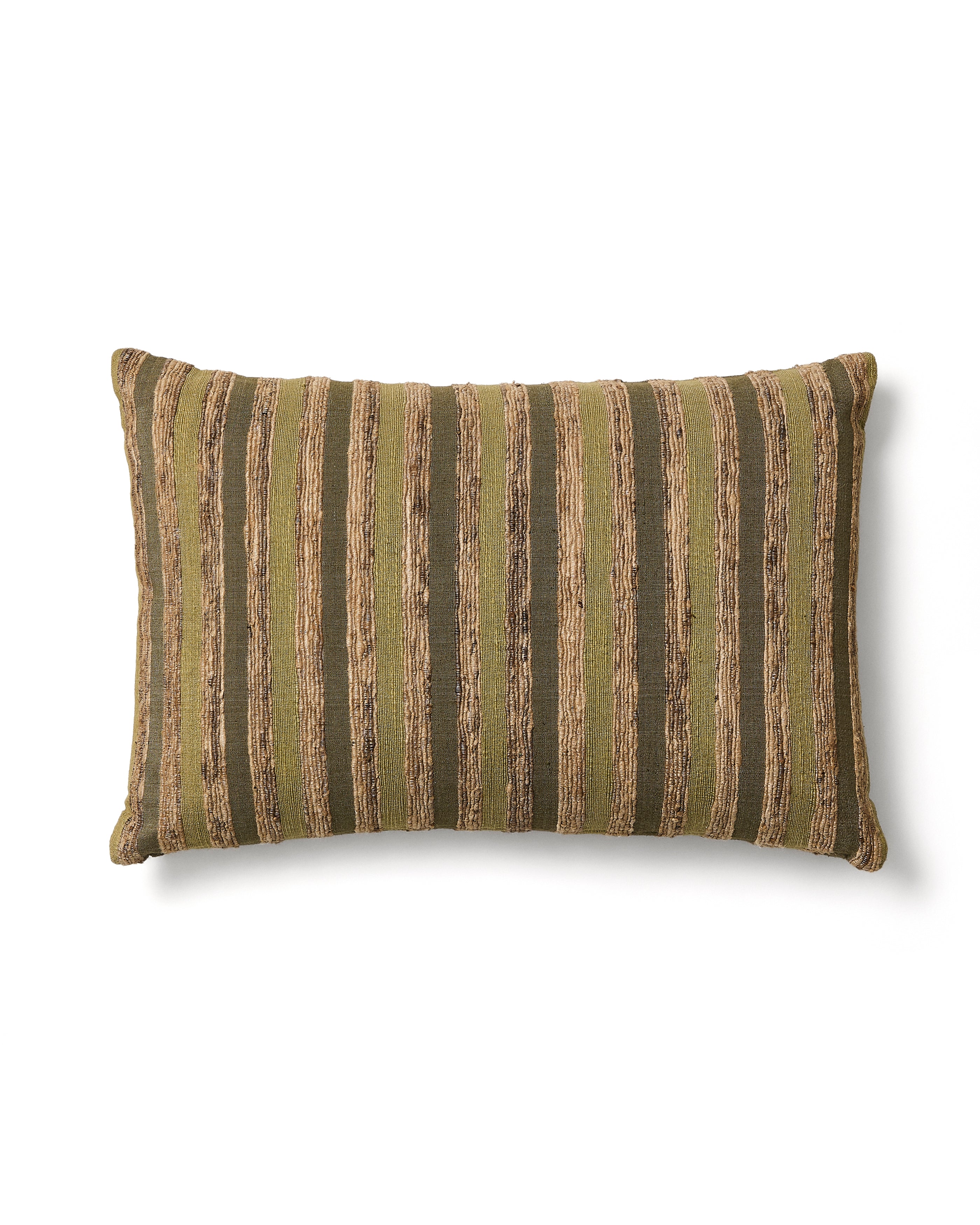 Dorevi green striped silk blend jacquard cushion cover 40 x 60cm - Product Image