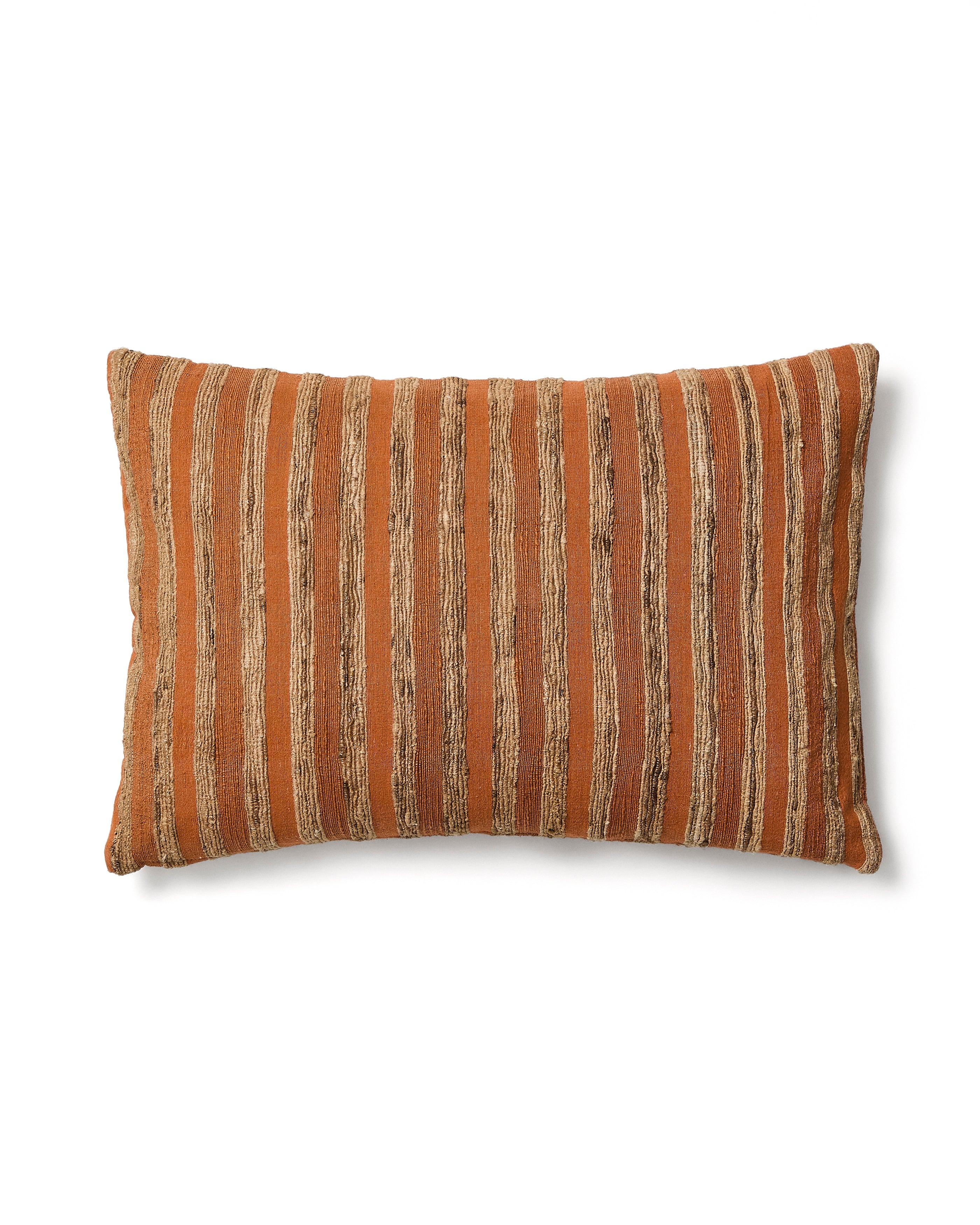 Dorevi orange striped silk blend jacquard cushion cover 40 x 60cm - Product Image