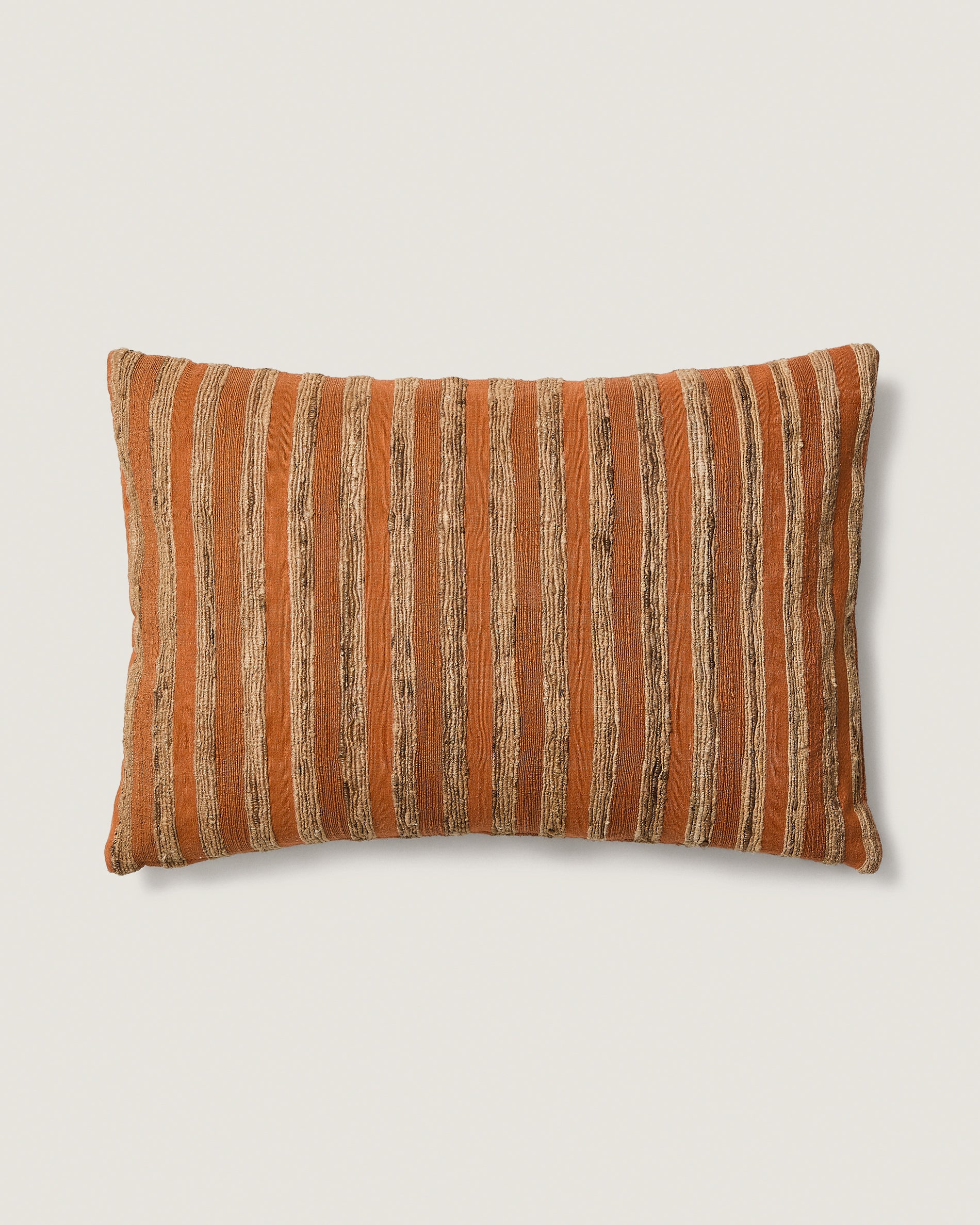 Dorevi orange striped silk blend jacquard cushion cover 40 x 60cm - Product View