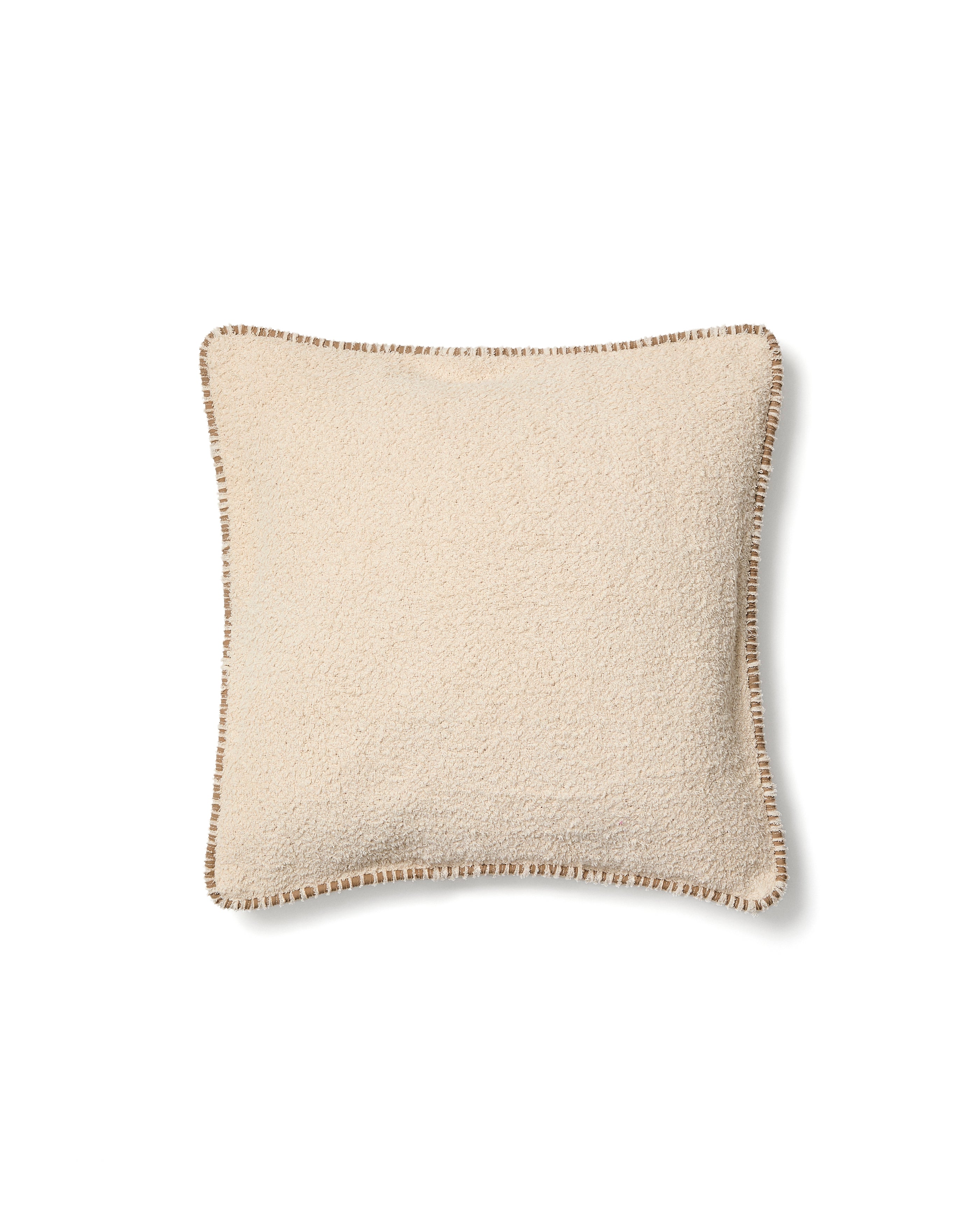Enari beige cotton cushion cover with contrasting brown trim 50 x 50cm - Product Image