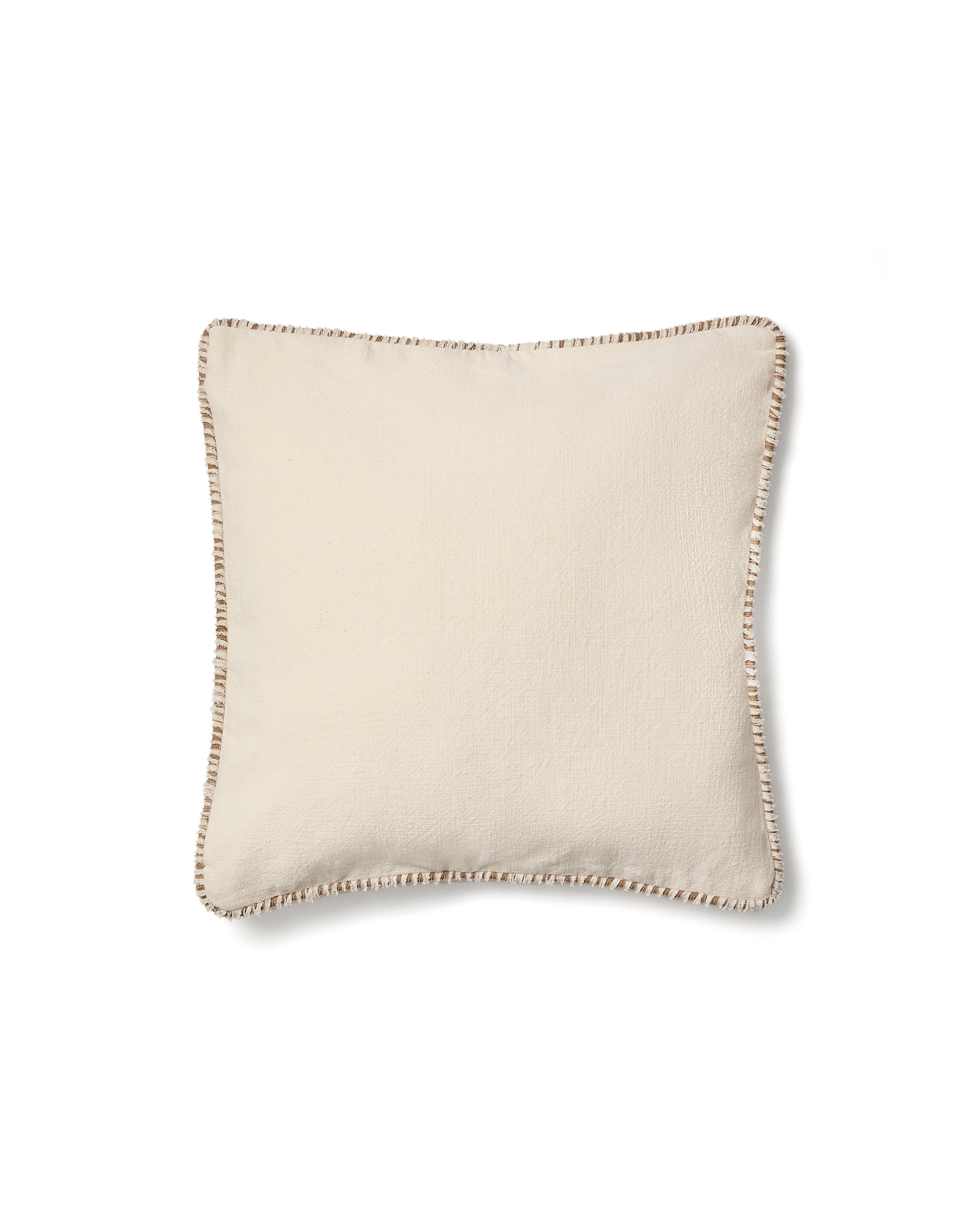 Enari beige cotton cushion cover with contrasting brown trim 50 x 50cm - Product Image