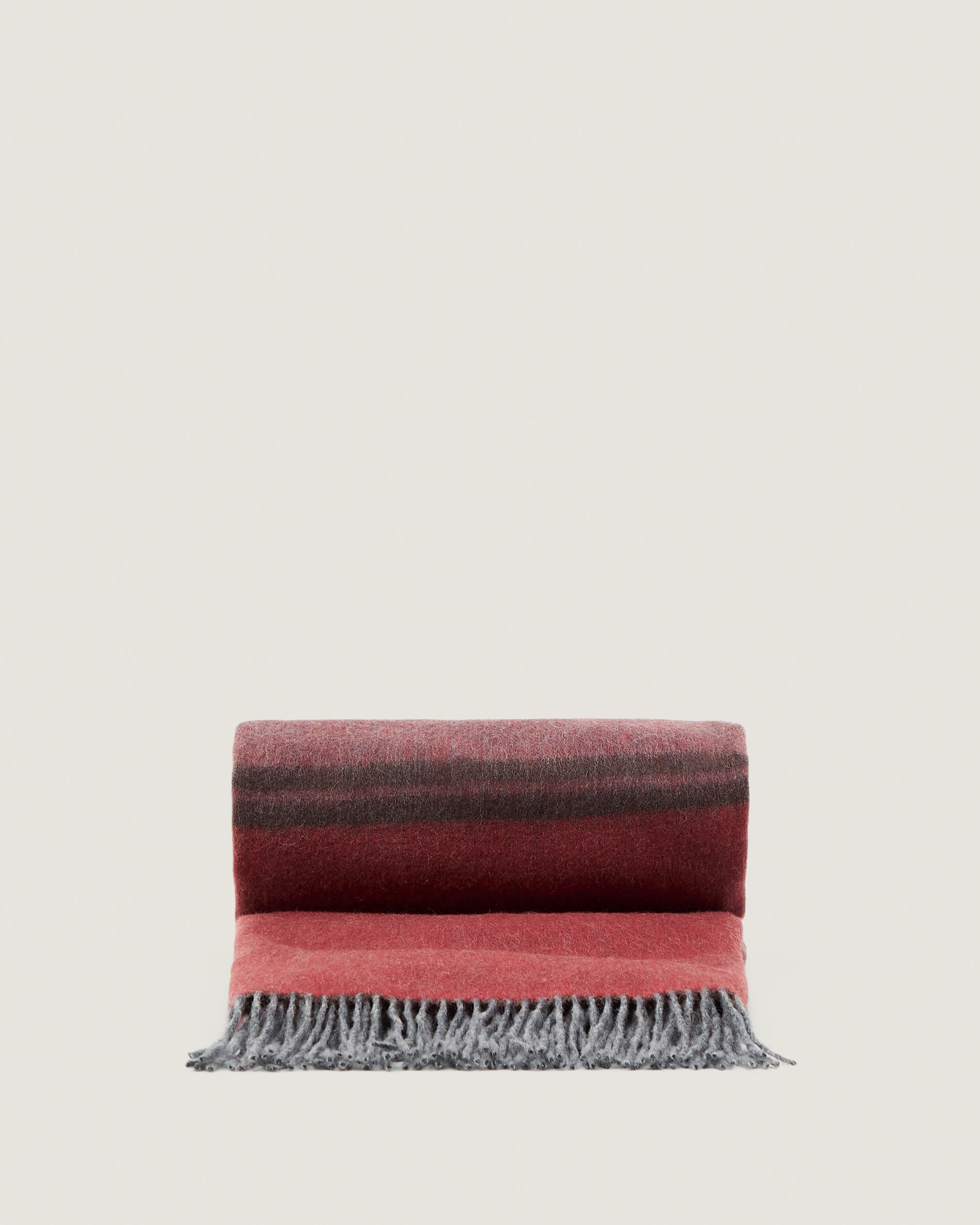 Zunara multicoloured double-sided wool blend blanket with fringing 170 x 130cm - Product View