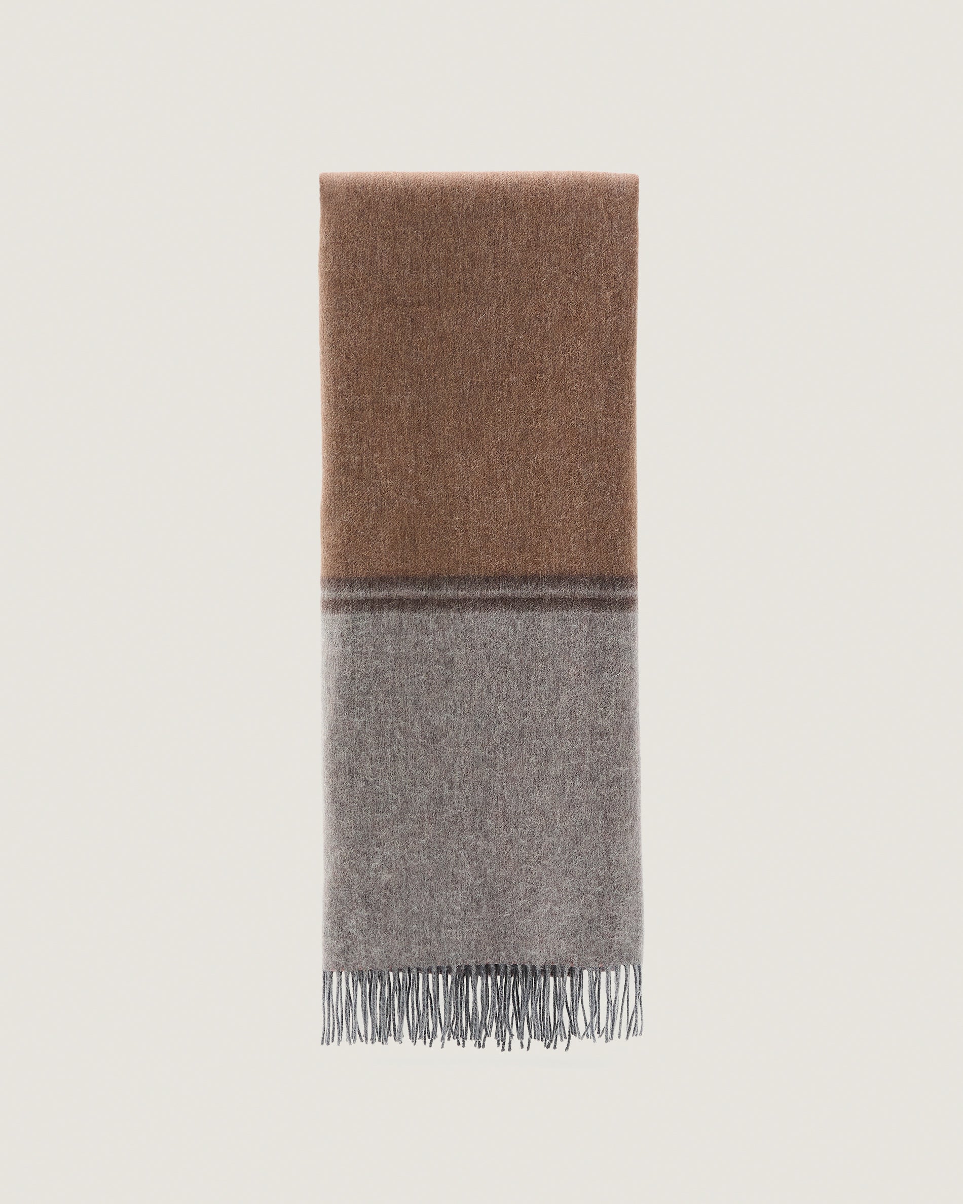 Zunara multicoloured double-sided wool blend blanket with fringing 170 x 130cm - Product View