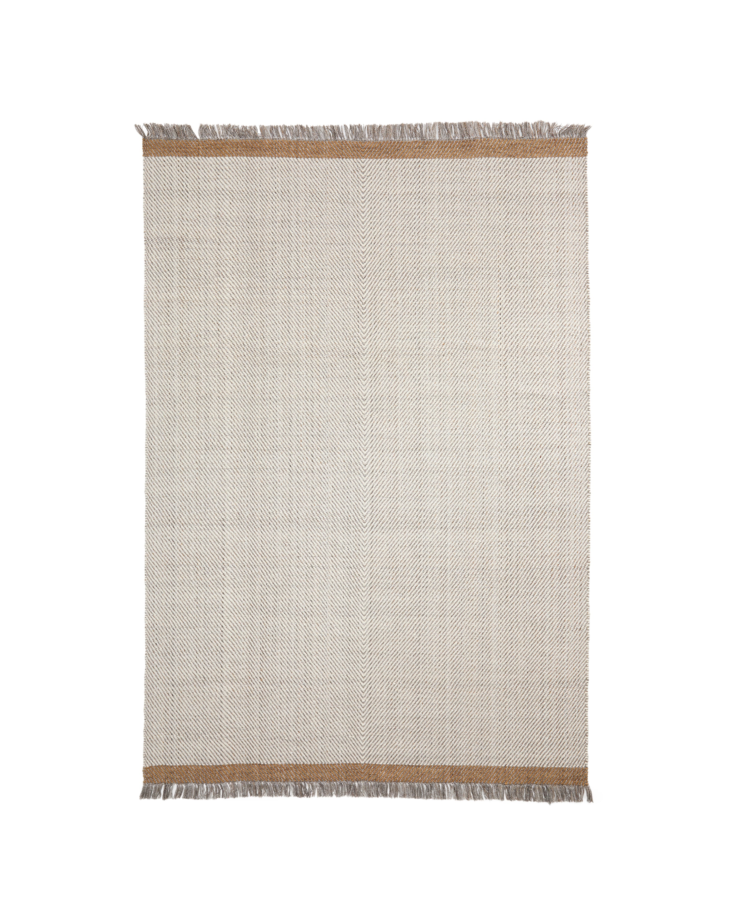 Brina beige herringbone jacquard wool rug 230 x 160cm - Product Image