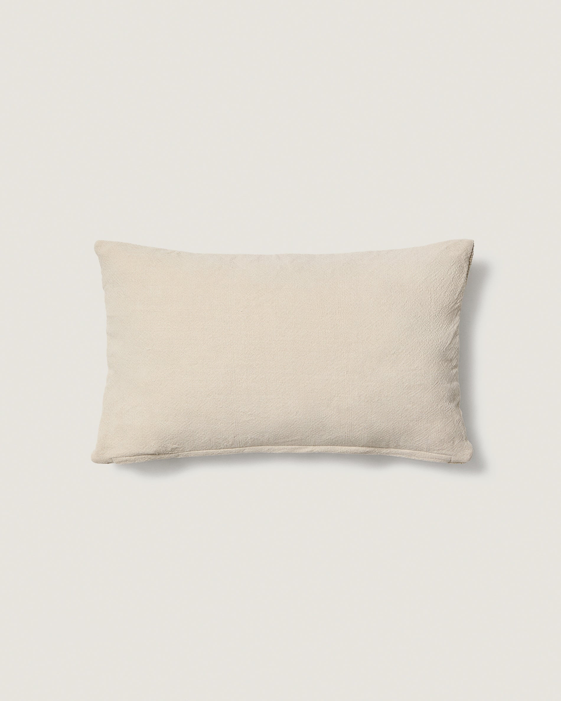Anvera beige viscose jacquard cushion cover with yellow contrasting lines 40 x 60 cm - Product View