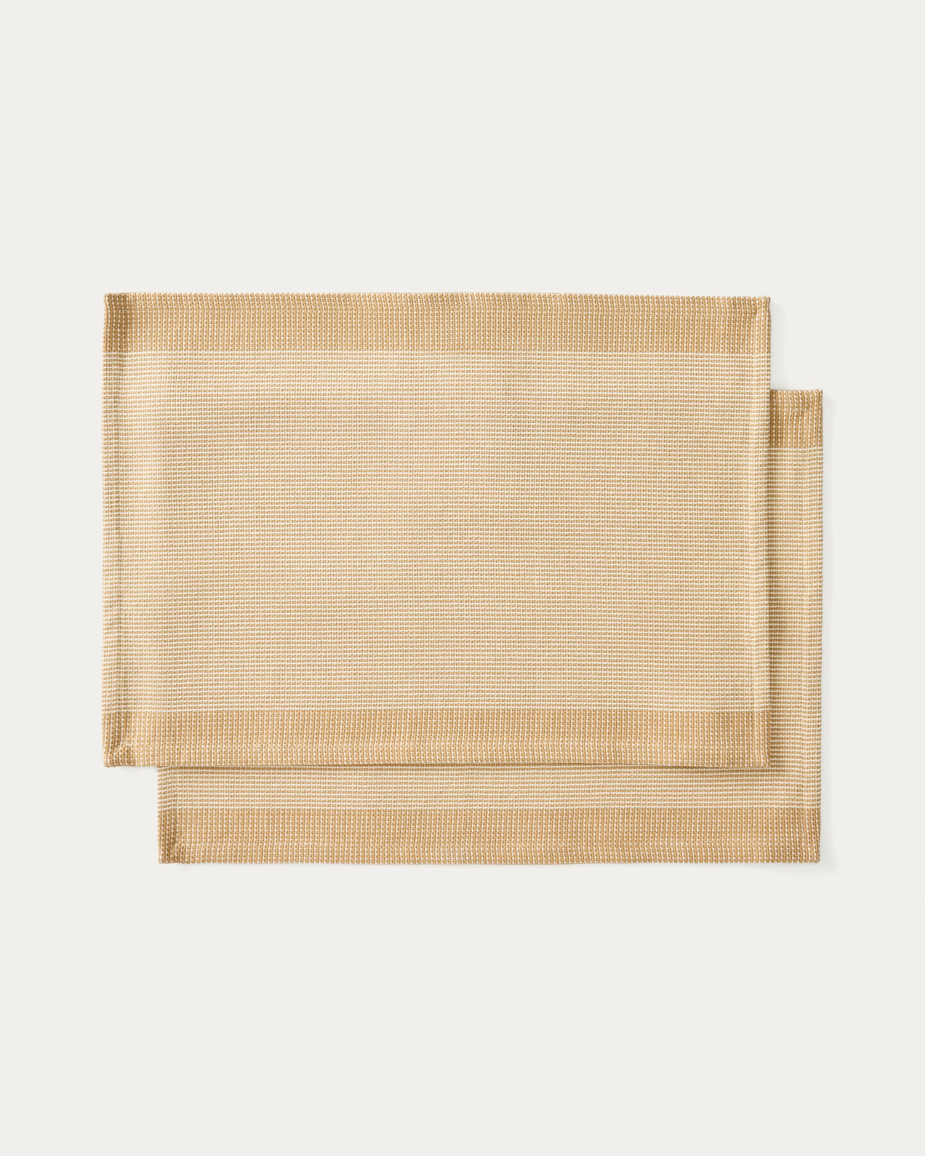 Briven set of 2 beige 100% cotton tablecloths 35 x 50cm - Product View