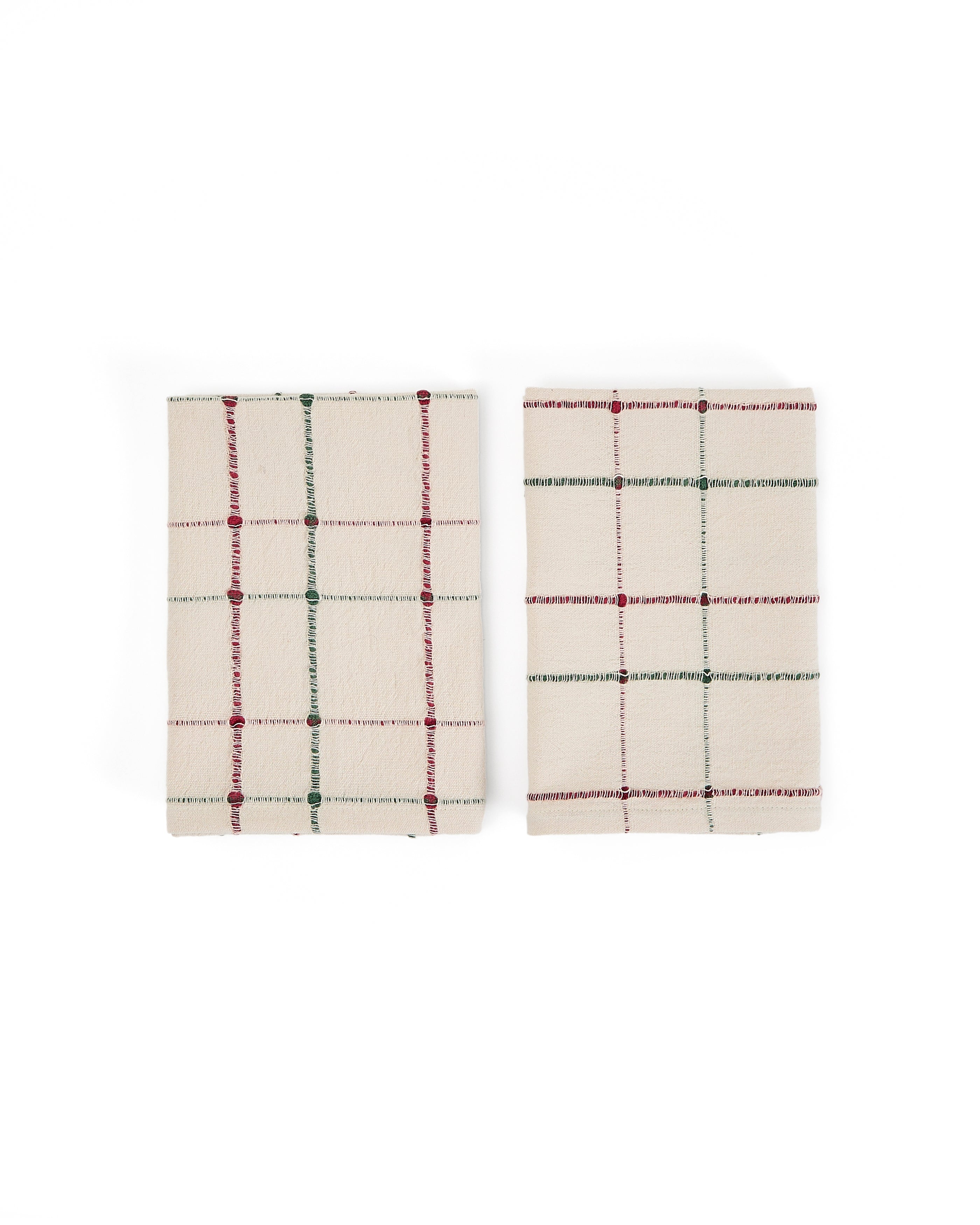 Aldelie set of 2 multicoloured 100% cotton jacquard napkins - Product Image