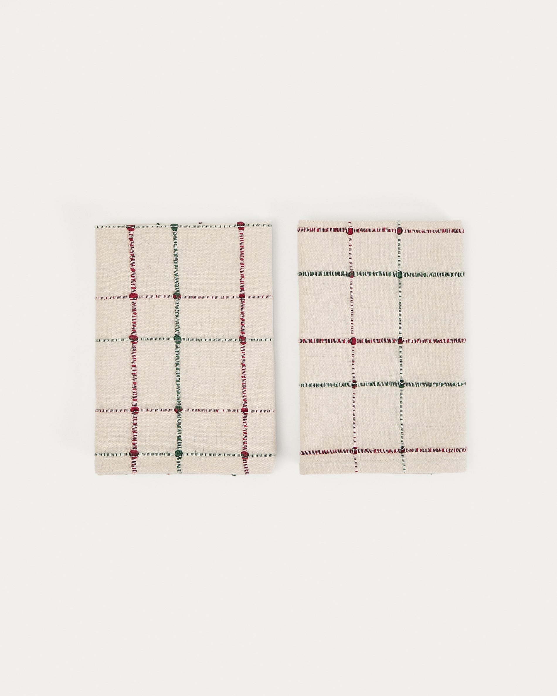 Aldelie set of 2 multicoloured 100% cotton jacquard napkins - Product View