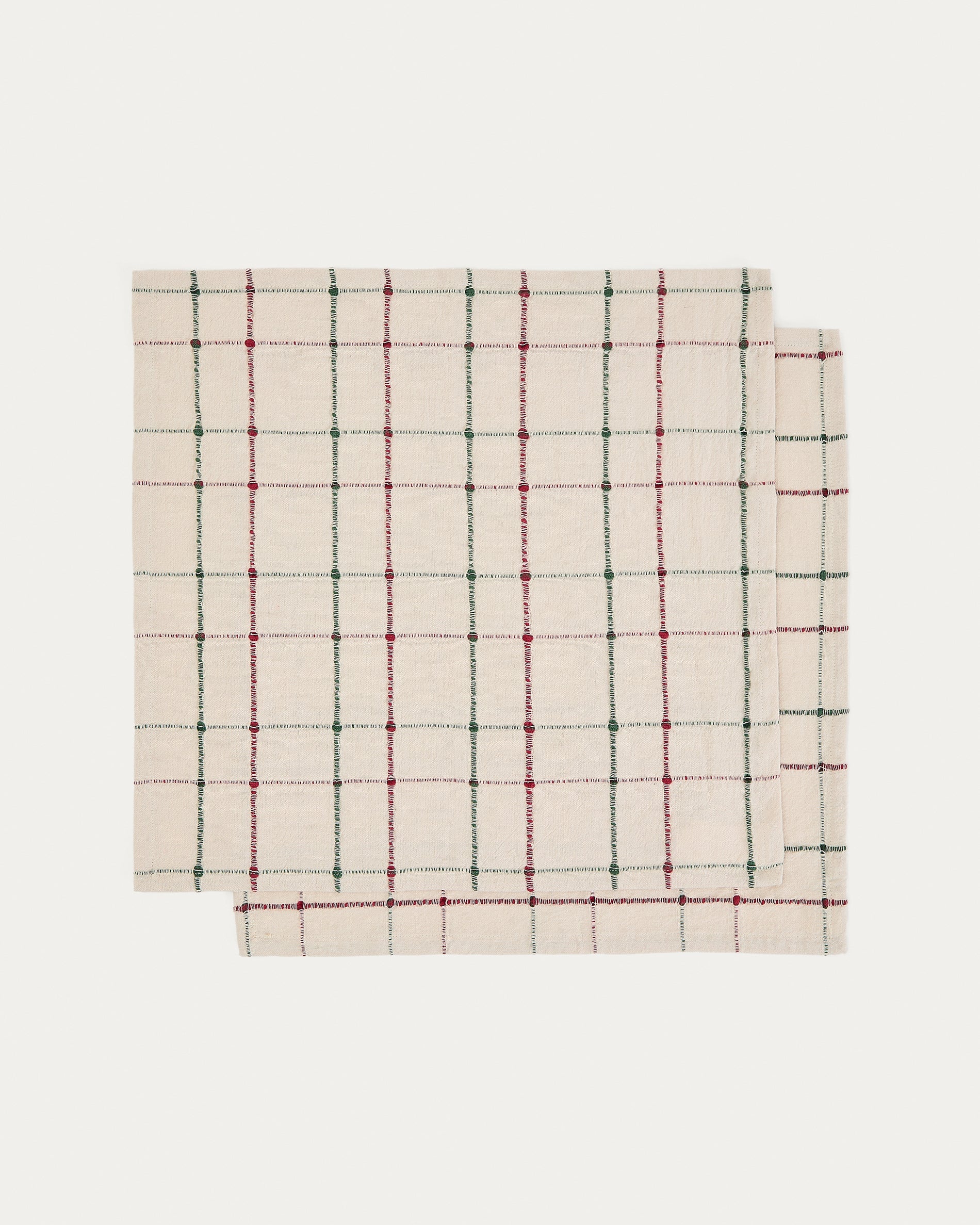 Aldelie set of 2 multicoloured 100% cotton jacquard napkins - Product View