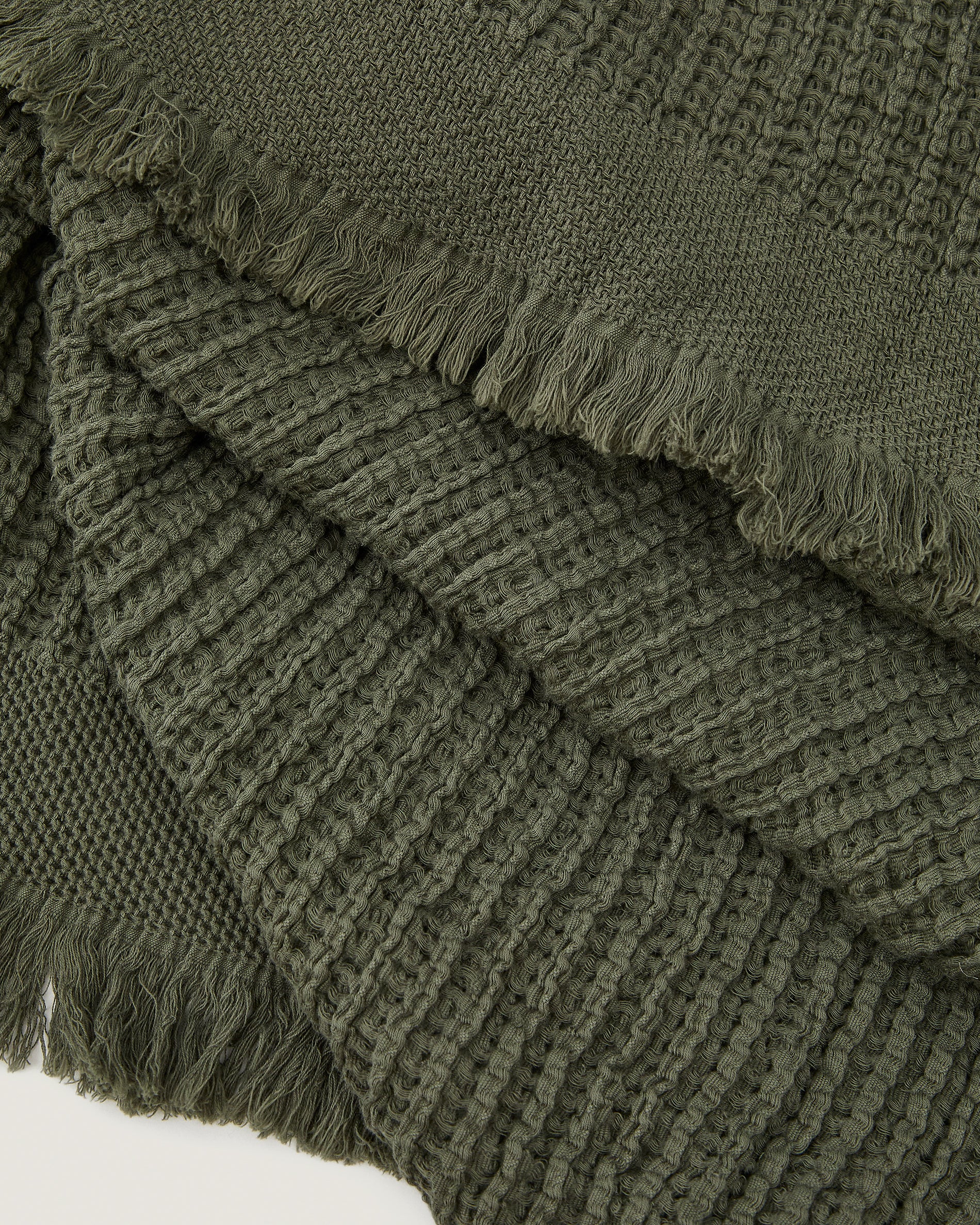 Nulina 100% cotton waffle blanket in green 130 x 170 cm - Detail