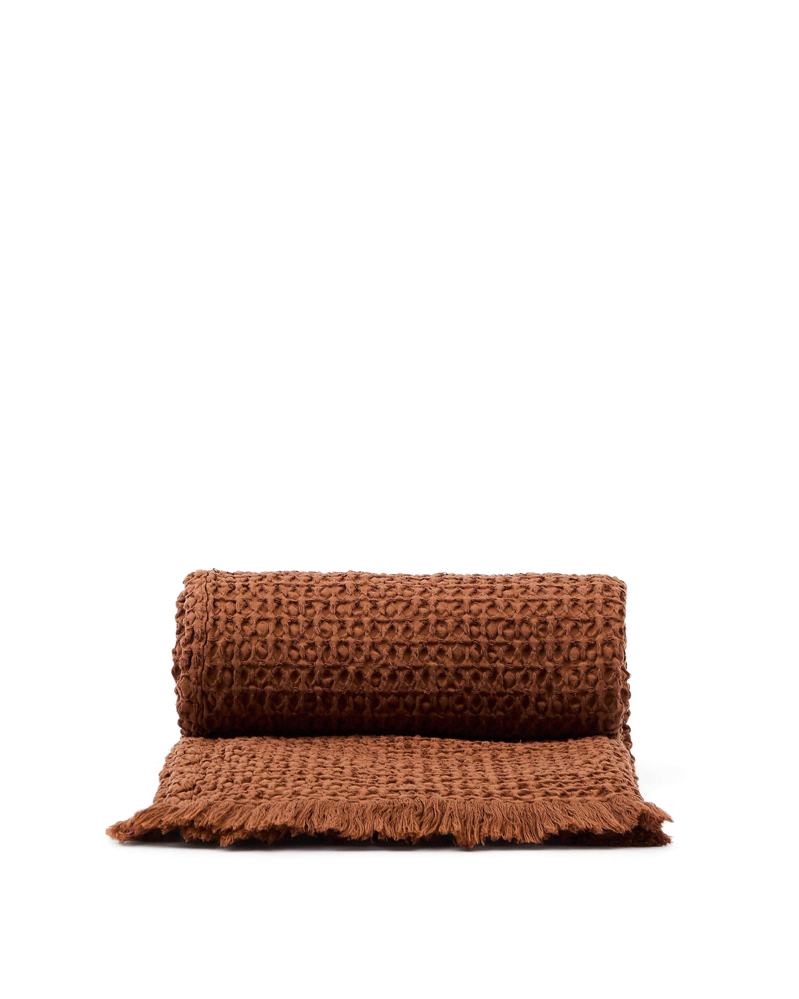 Nulina 100% cotton waffle blanket in dark orange 130 x 170 cm - Product Image