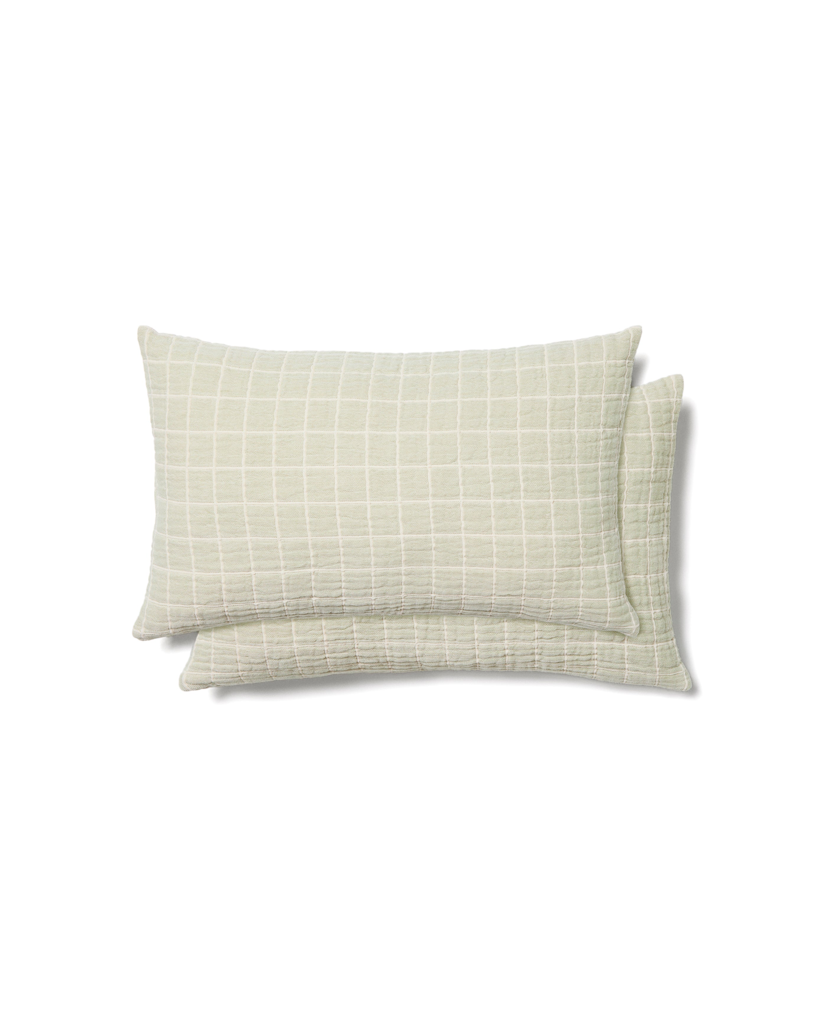Tivaro set of 2 100% cotton jacquard cushion covers in a light green checkered design 30 x 50 cm - Product Image