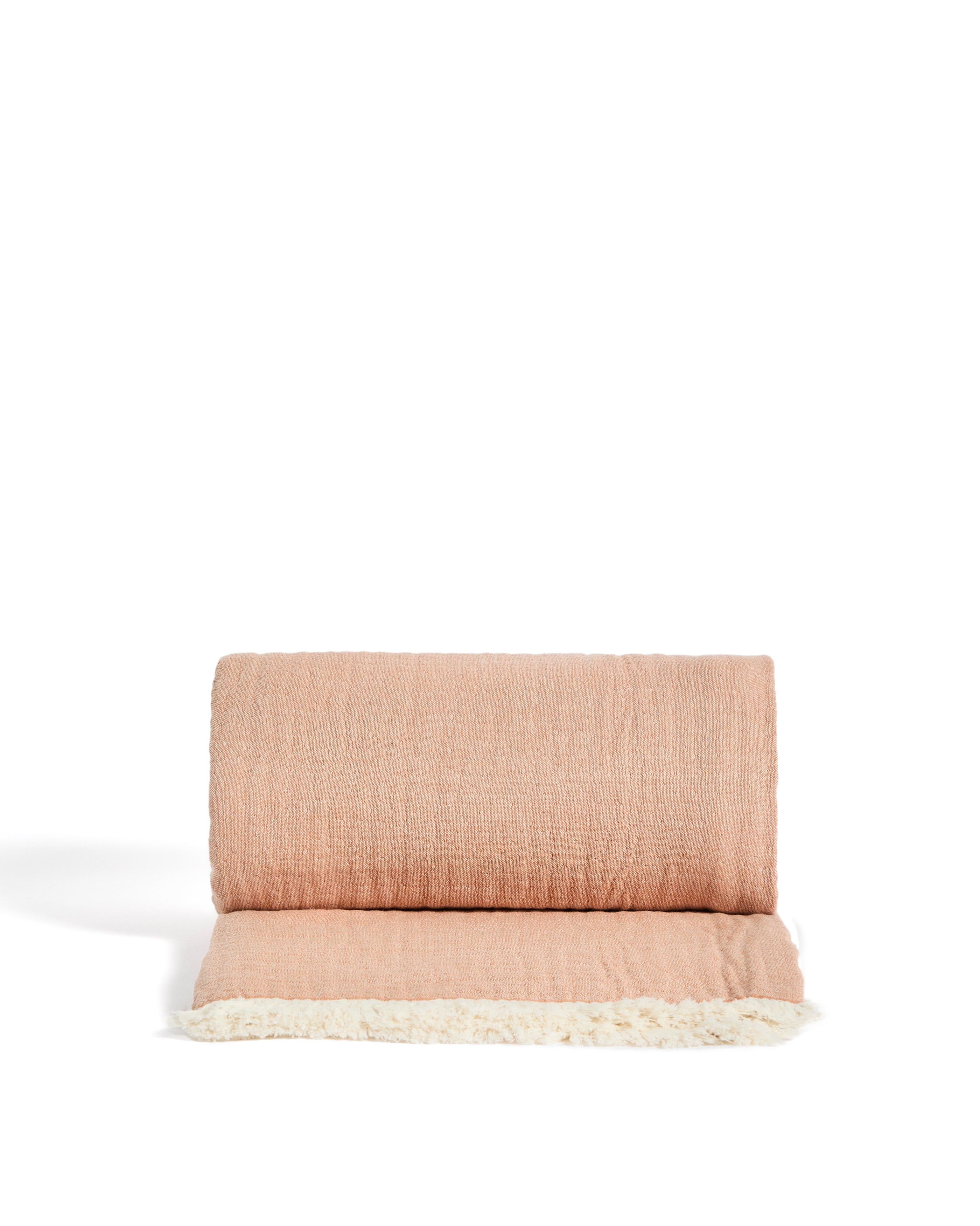 Nafine 100% cotton muslin blanket with two-toned fringe 130 x 170 cm - Product Image