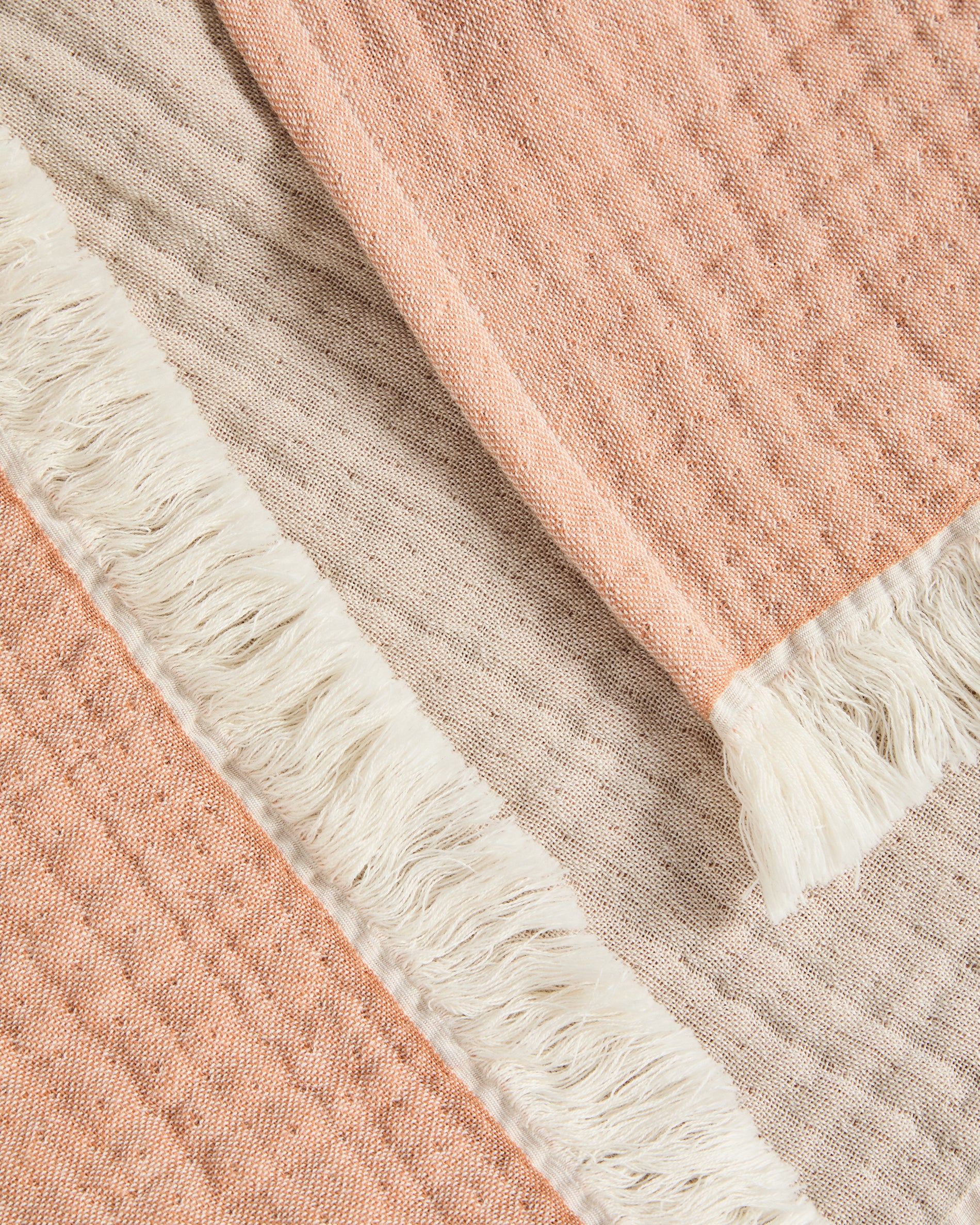 Nafine 100% cotton muslin blanket with two-toned fringe 130 x 170 cm - Detail