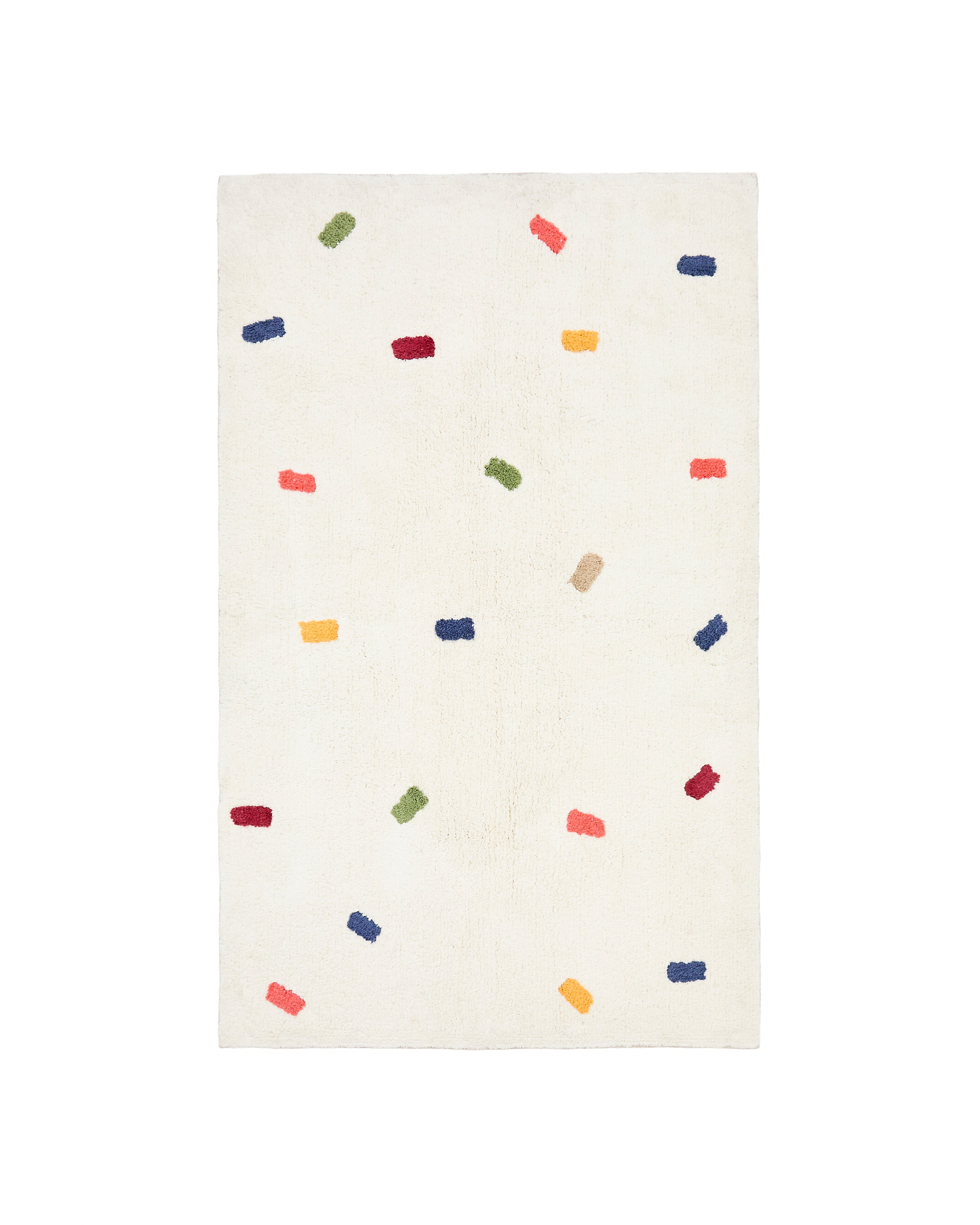 Epifania rug 100% white cotton with multicolour dots 90 x 150 cm - Product Image