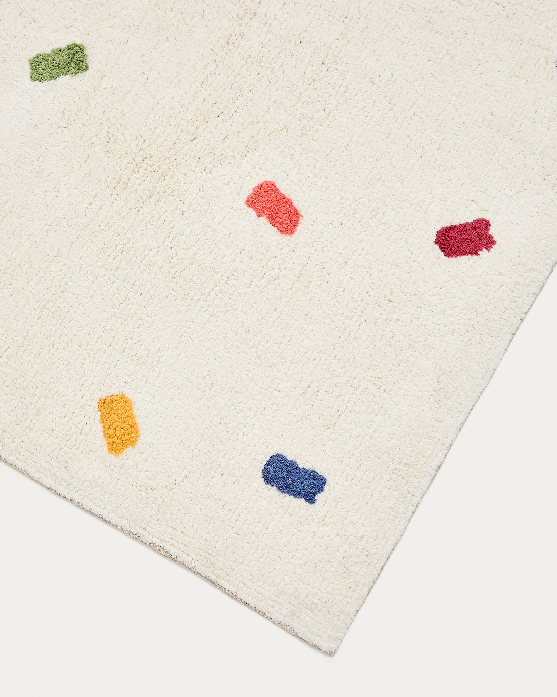 Epifania rug 100% white cotton with multicolour dots 90 x 150 cm - Detail