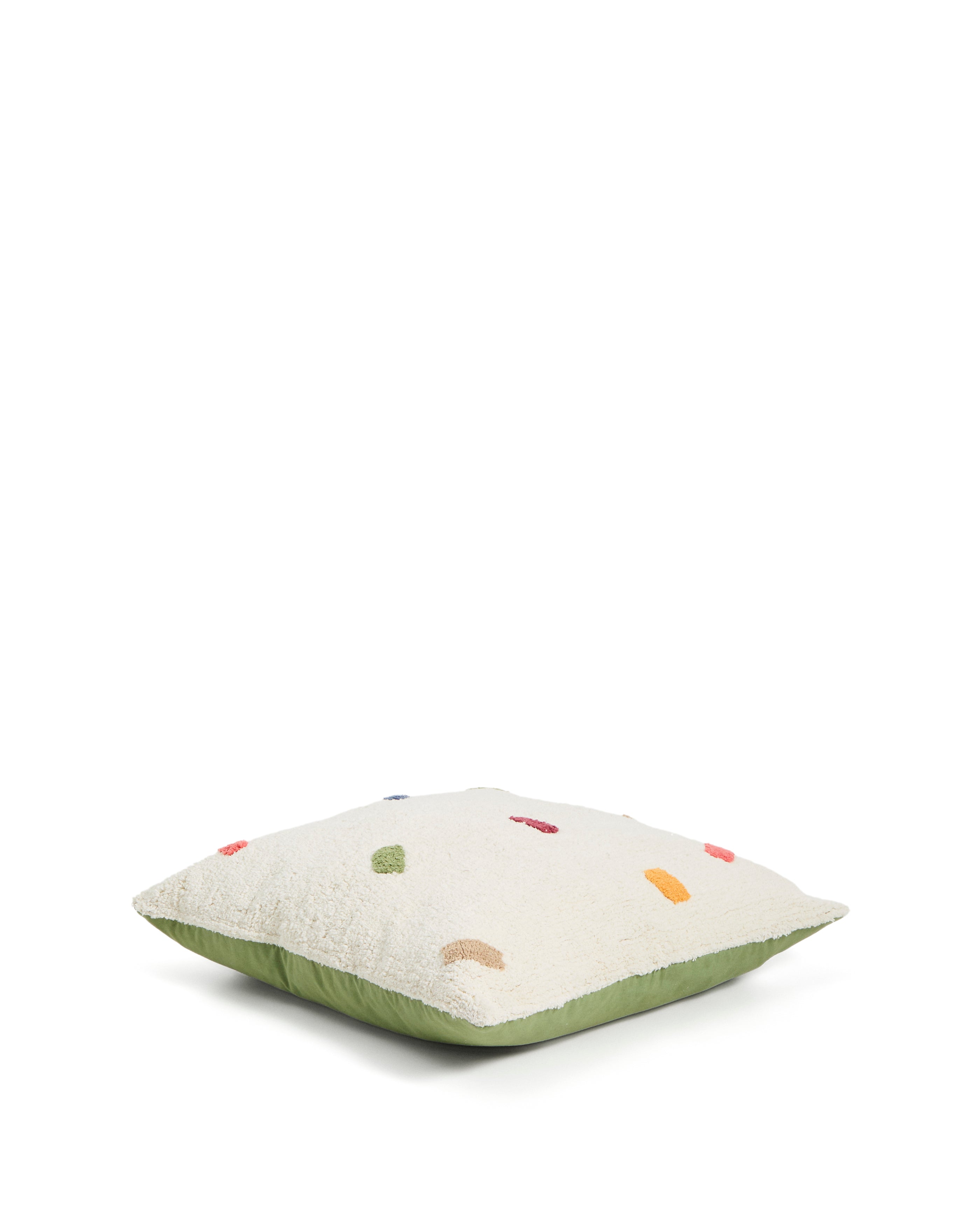 Epifania floor cushion cover 100% white cotton with multicolour dots - Product Image
