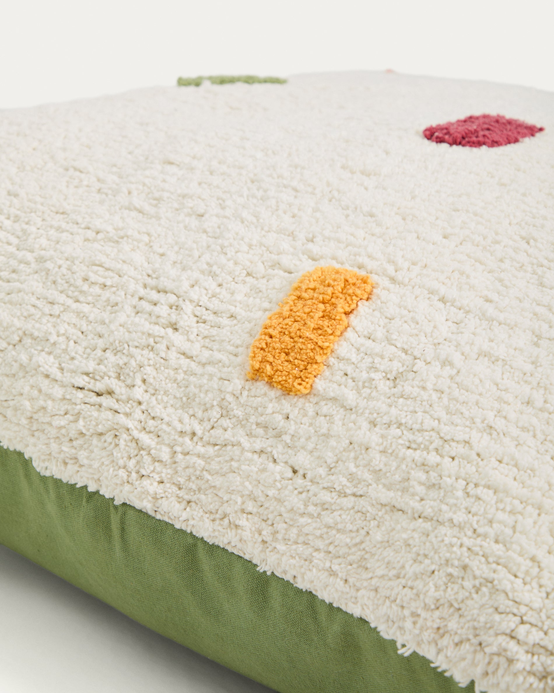 Epifania floor cushion cover 100% white cotton with multicolour dots - Detail