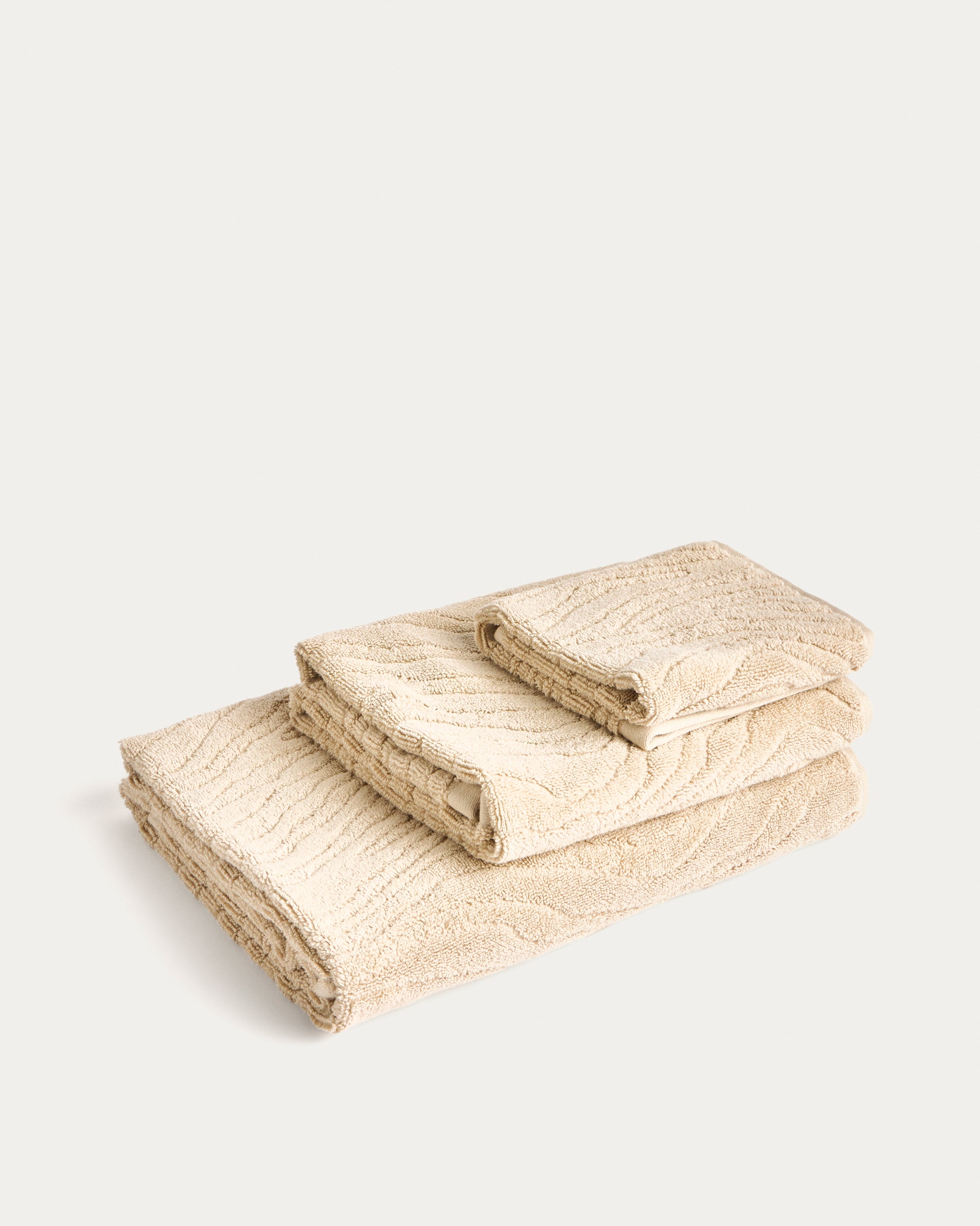 Dalira 100% cotton beige zebra jacquard hand towel 50 x 90cm - Product View