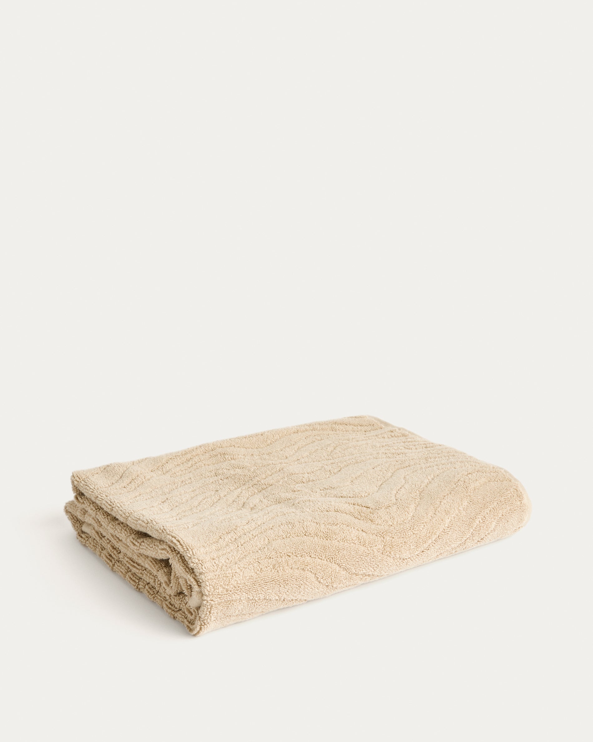 Dalira 100% cotton beige zebra jacquard bath towel 70 x 140cm - Product View