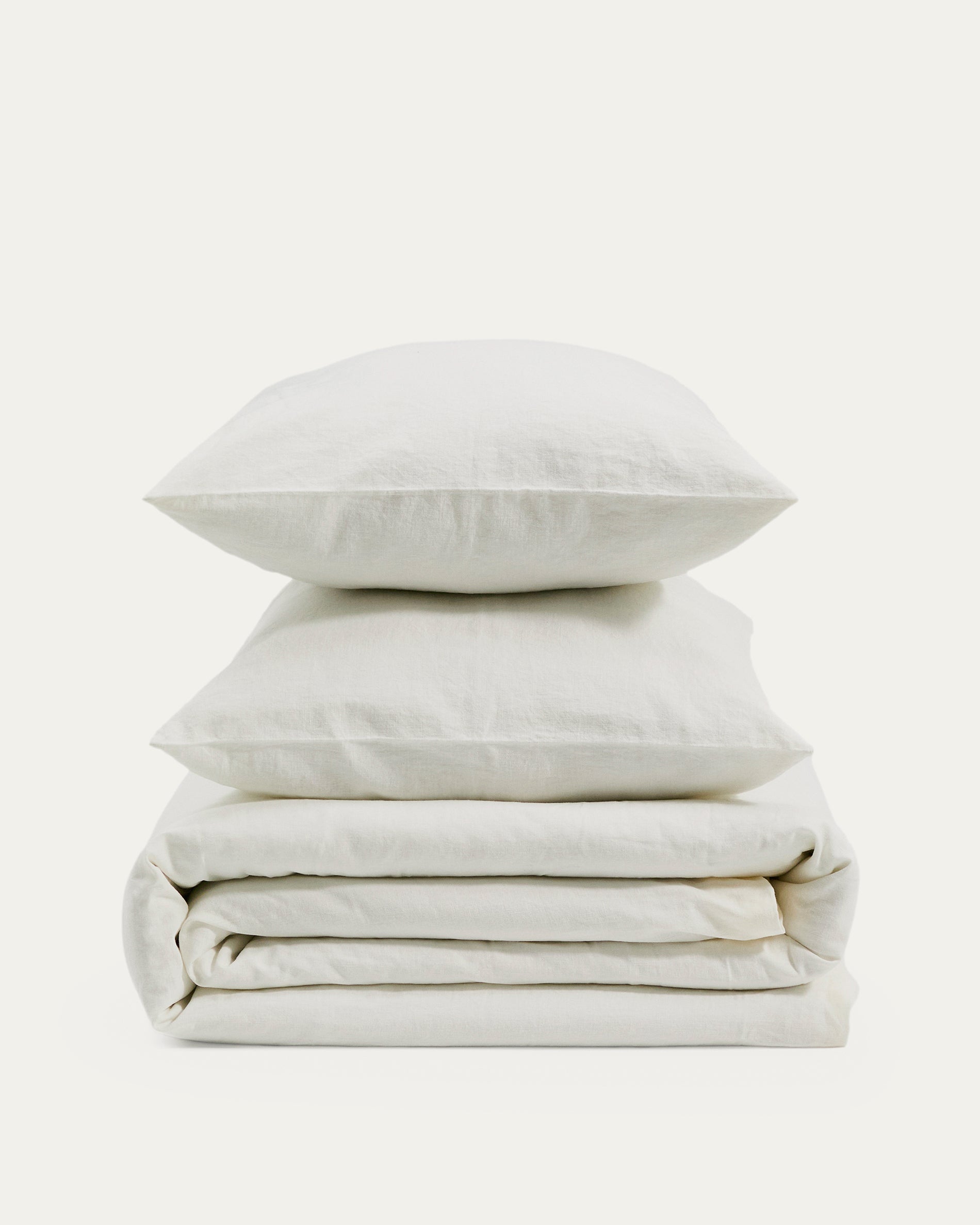 Simmel duvet cover and pillowcase set in ecru cotton and linen for 90cm bed - Product View