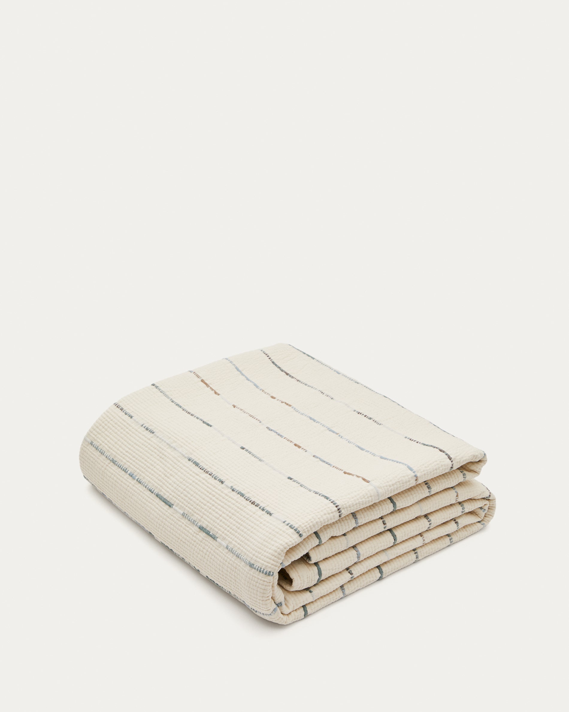 Satisa ekrü cotton bedspread with striped pattern for 90/135 cm bed