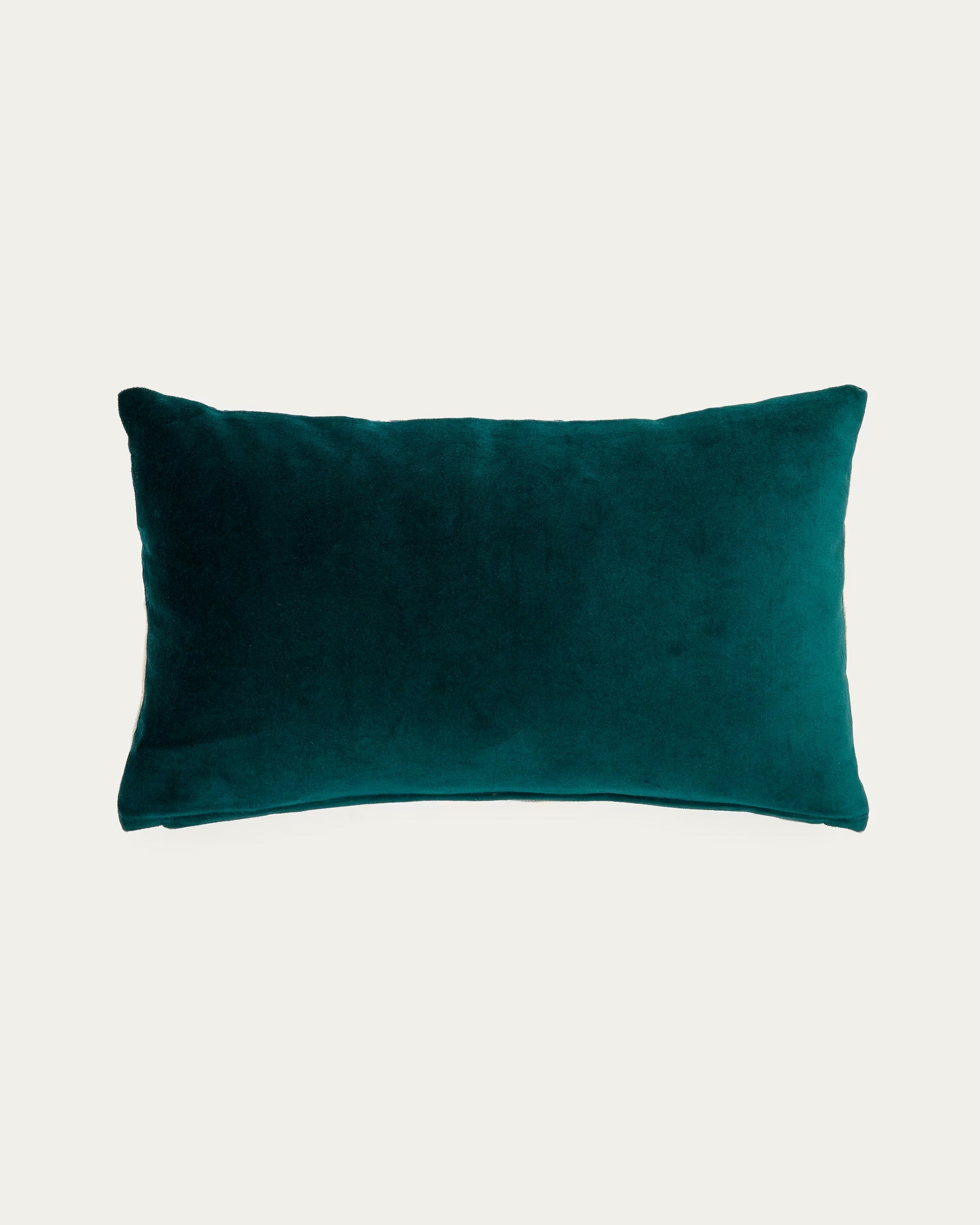 Mikayla linen and cotton blend printed pillowcase with green, natural velvet, 30 x 50 cm.