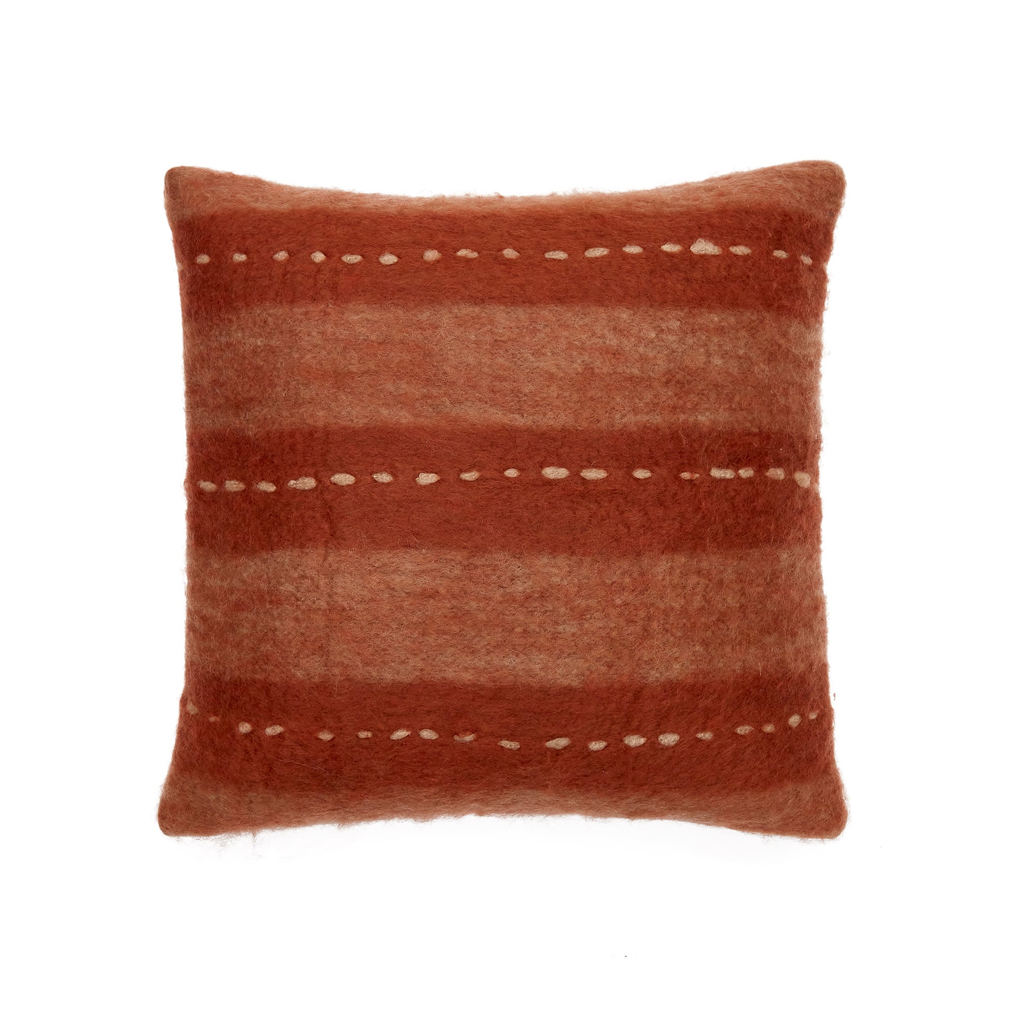 Mayela check cushion cover with red and white fringes and white stitching detail 45 x 45 cm