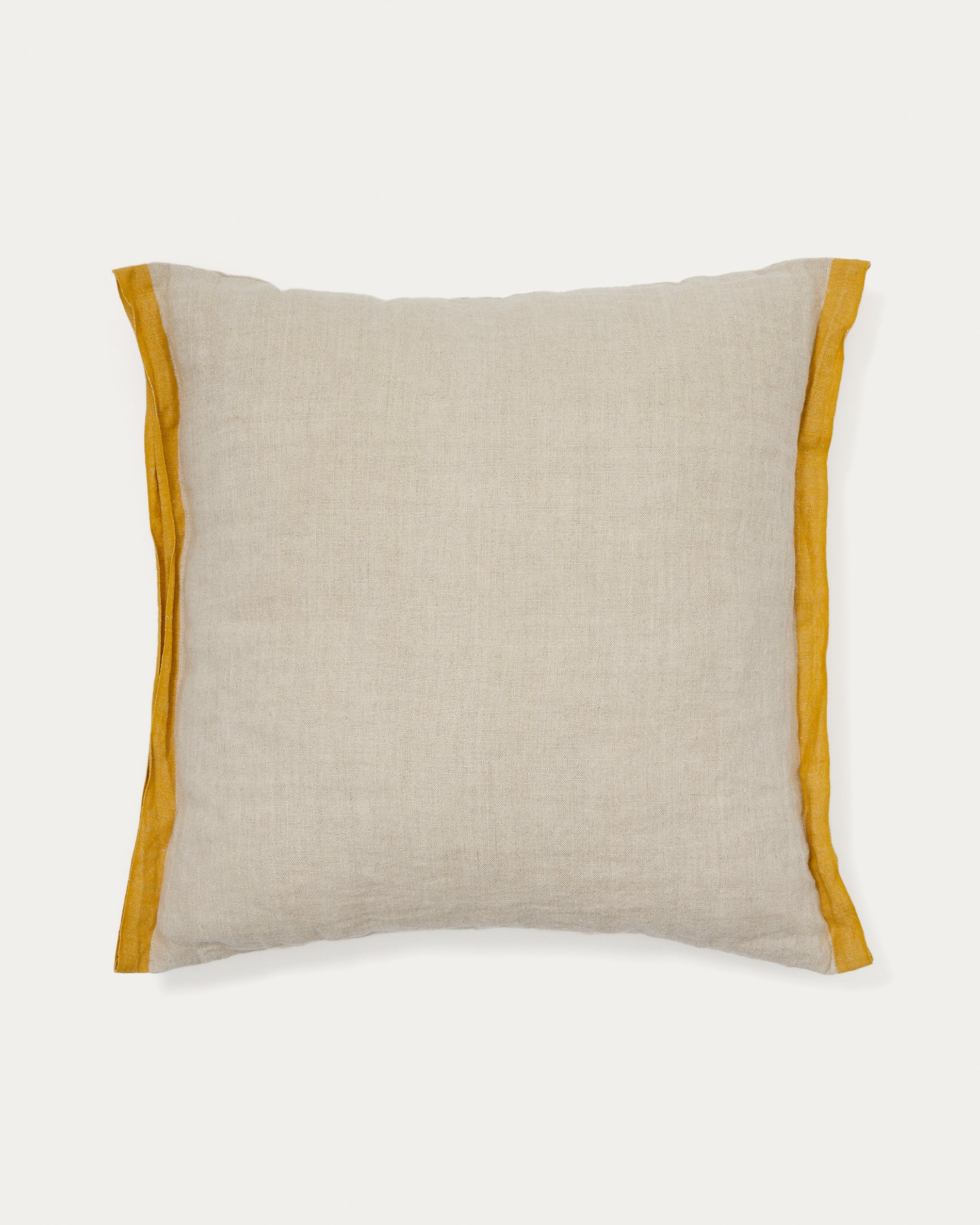 Suerta beige and mustard cushion cover, 100% linen, 50 x 50 cm - Product View