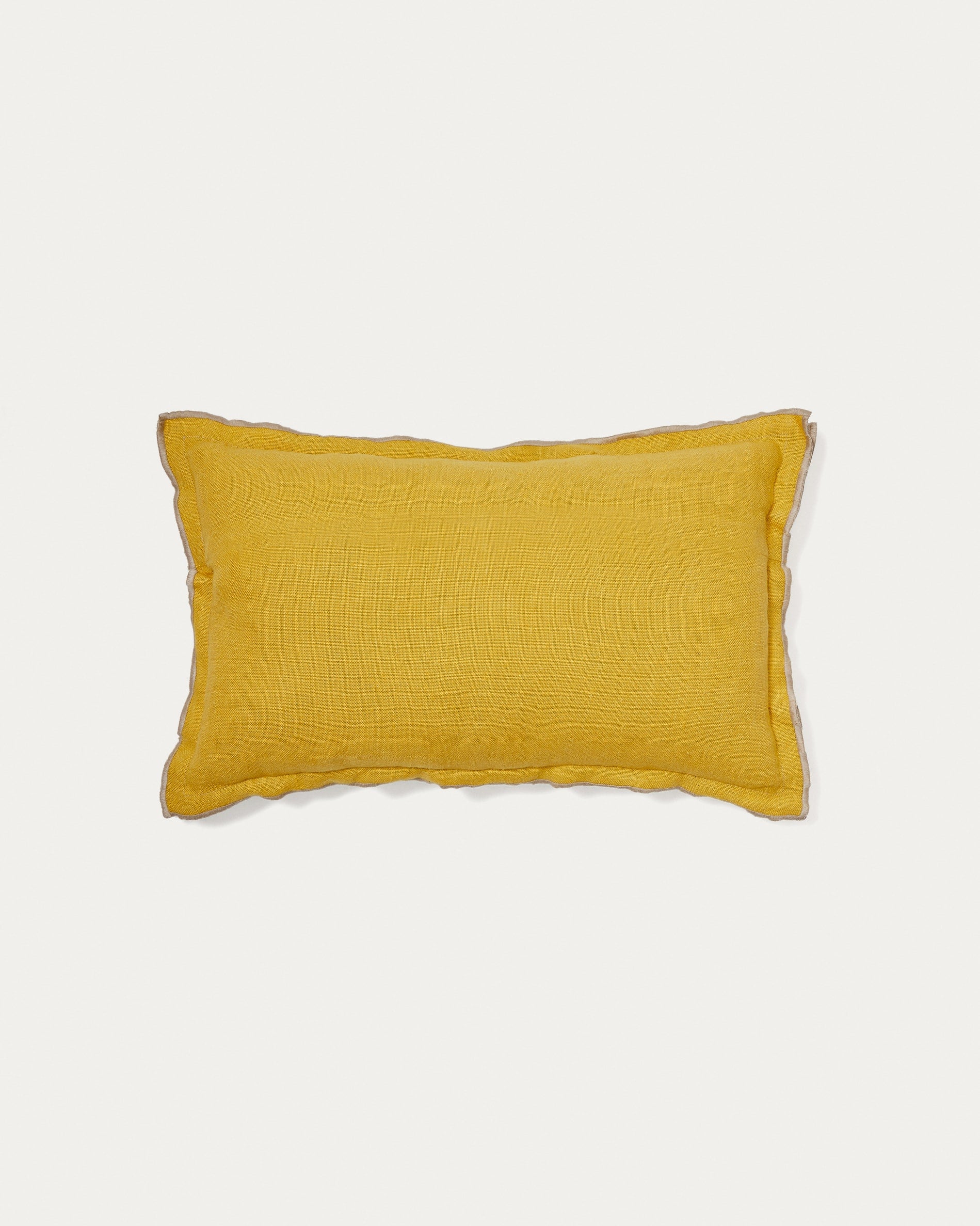 Sagi beige and mustard linen pillowcase 30 x 50 cm