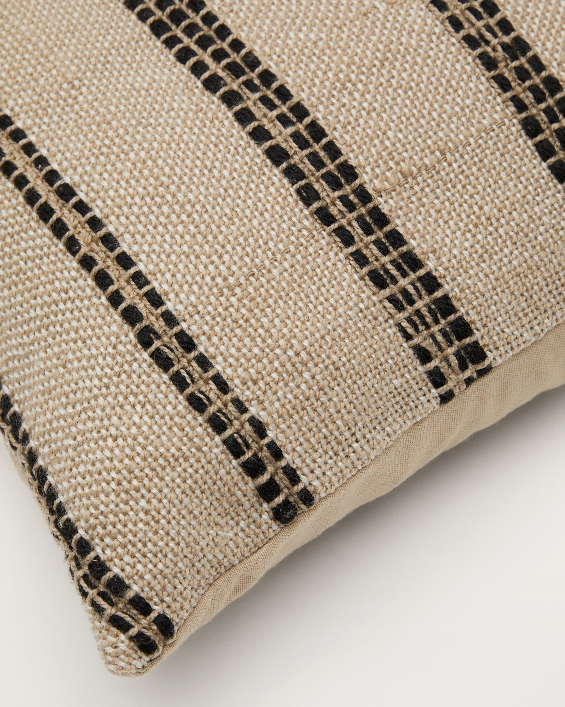 Baster beige outdoor cushion cover with black stripes 45 x 45 cm