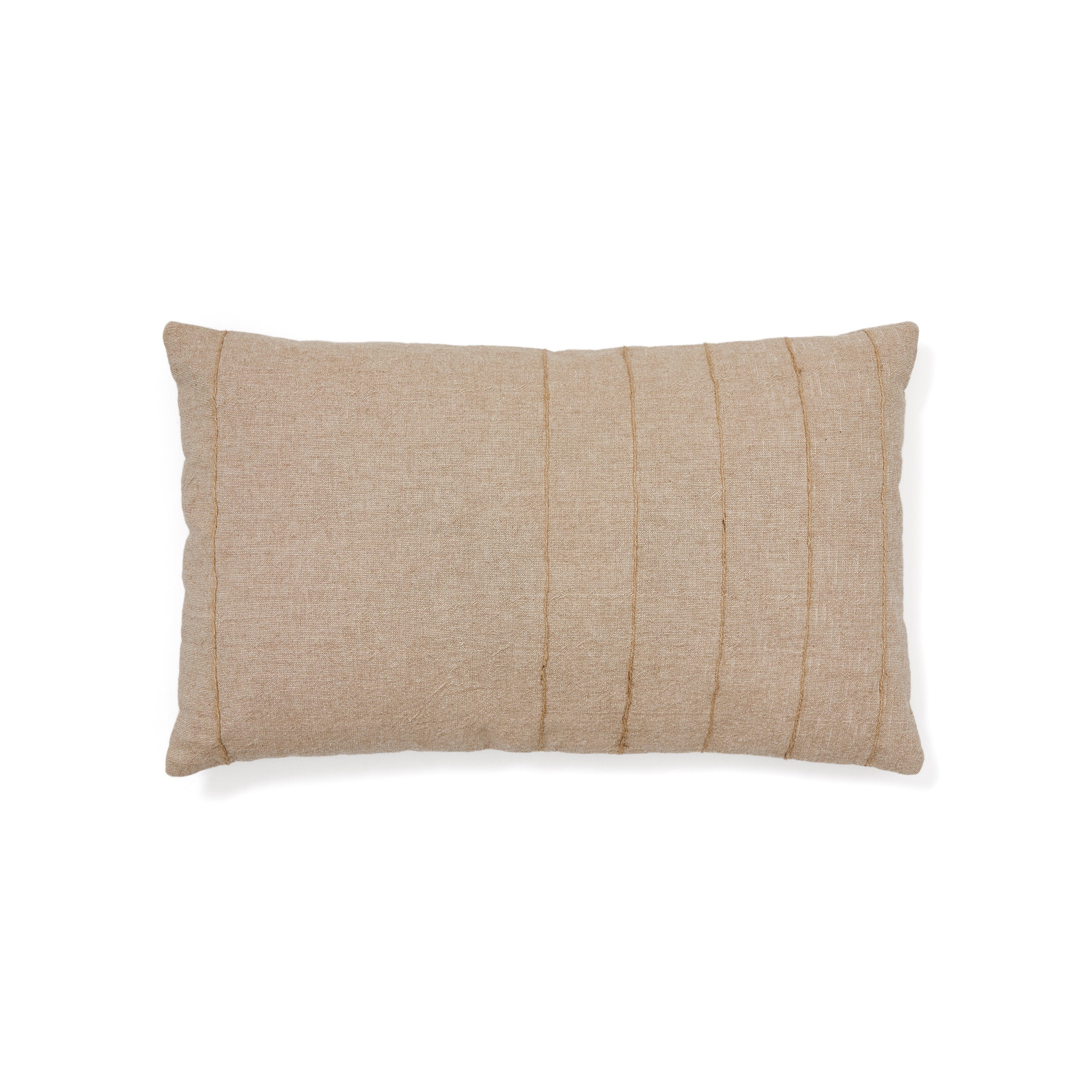Sayema cushion cover in beige cotton and natural jute embroidery feature, 30 x 50 cm - Product Image