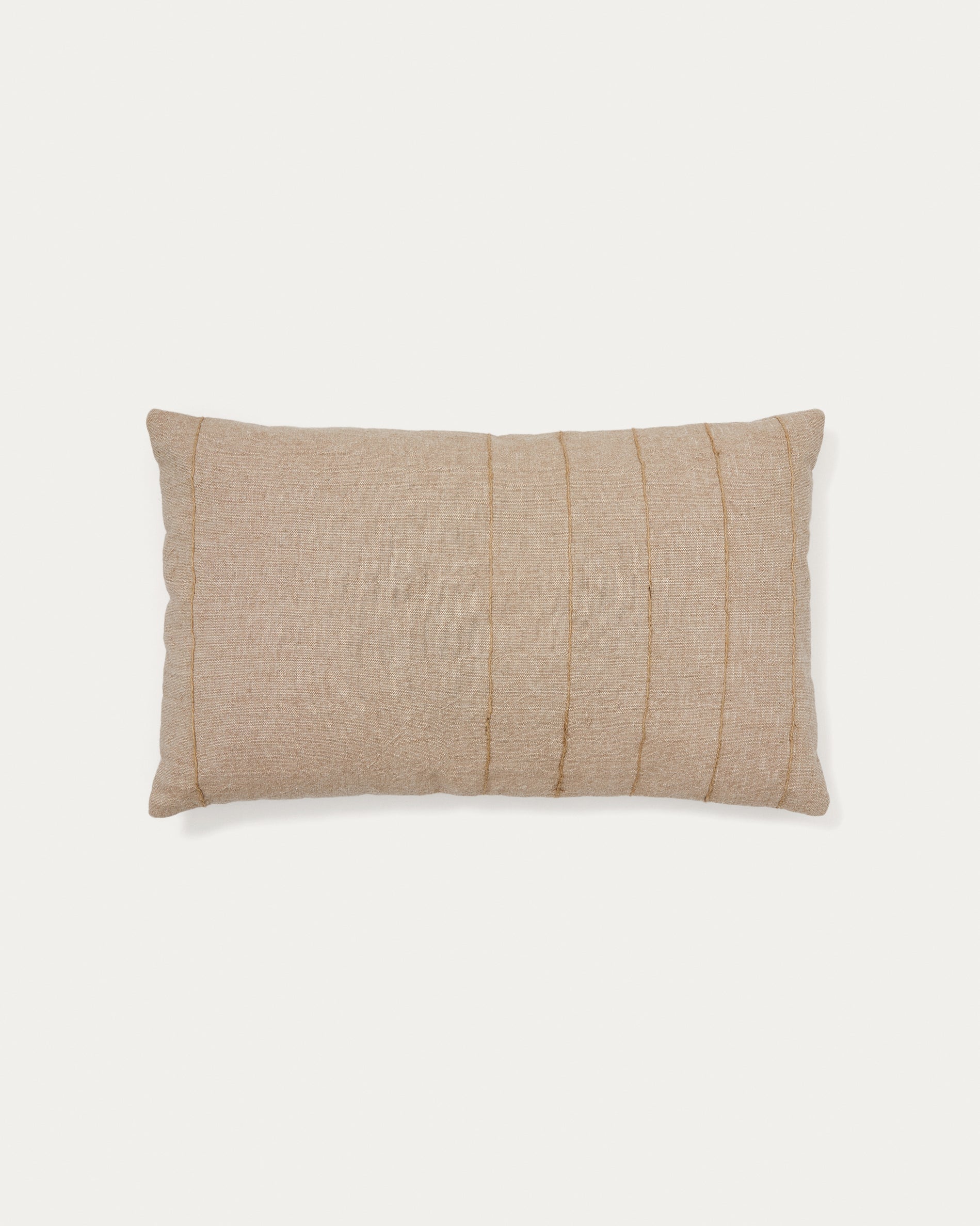 Sayema cushion cover in beige cotton and natural jute embroidery feature, 30 x 50 cm - Product View