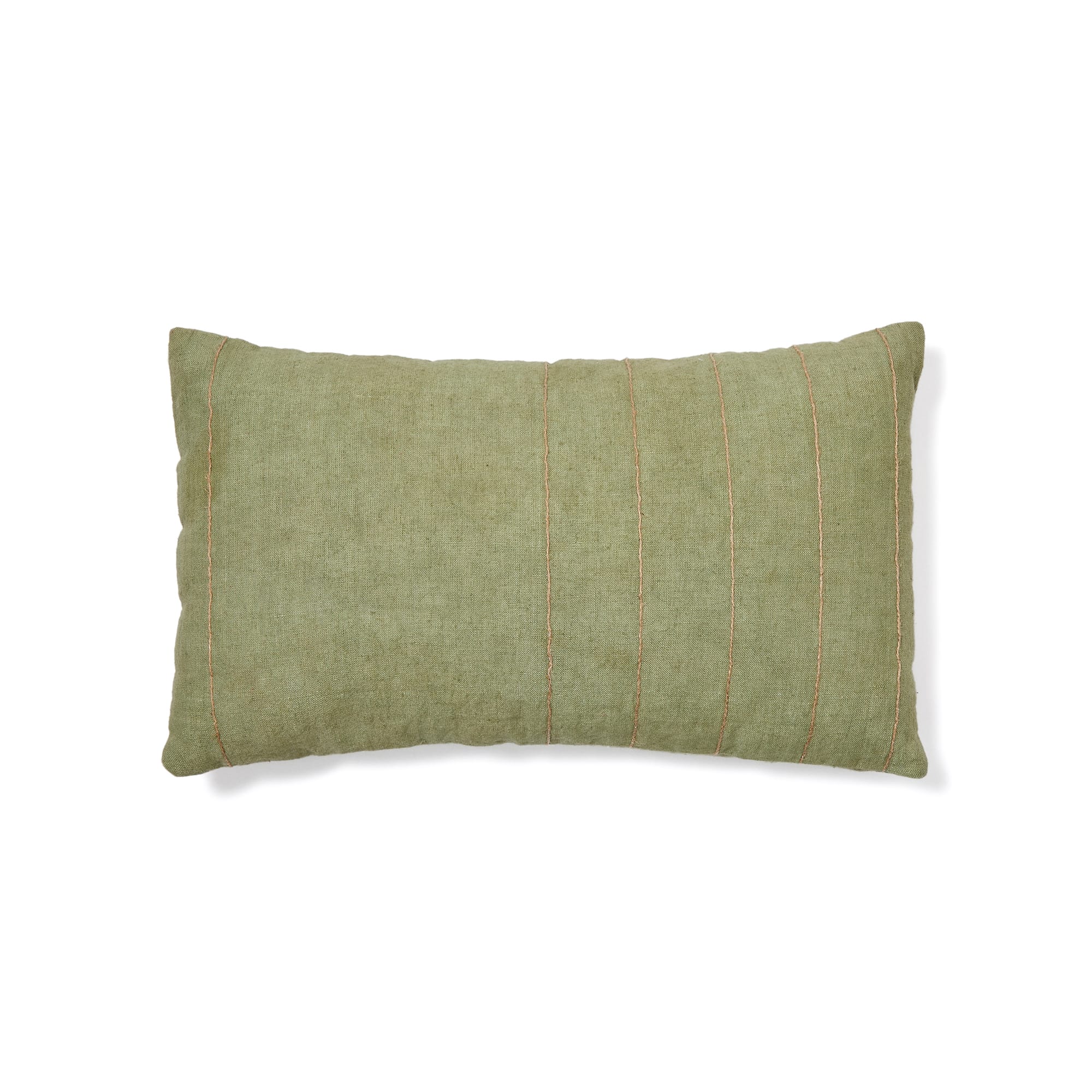 Sayema párnahuzat zöld len pamutból és természetes juta hímzési jellemzővel, 30 x 50 cm