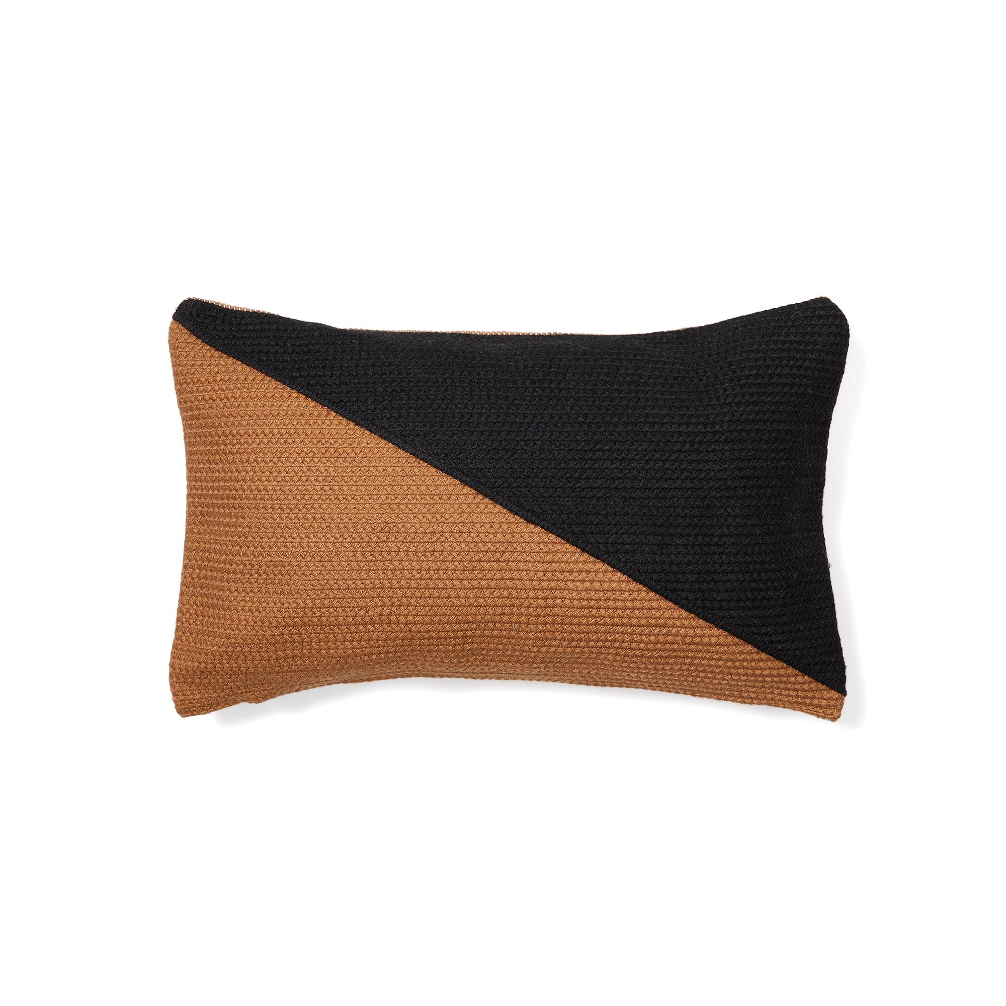 Saigua cushion cover with diagonal stripes, black and brown, 100% PET, 30 x 50 cm
