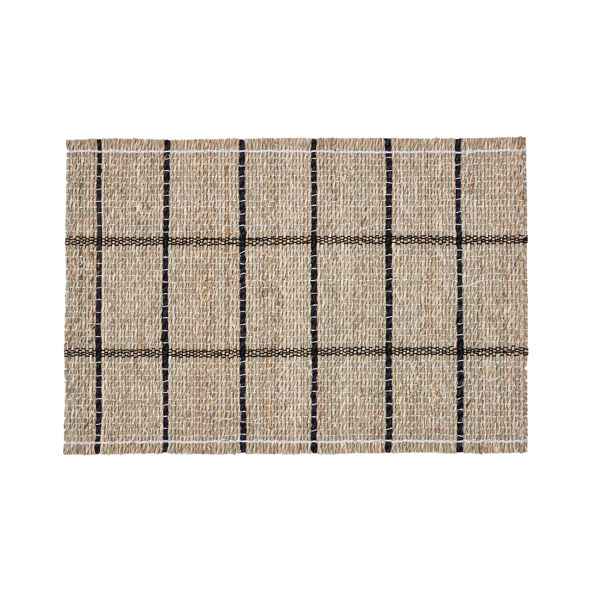 Uya set of 2 table runners with natural fibres and natural and black finish 33.5 x 49 cm - Product Image
