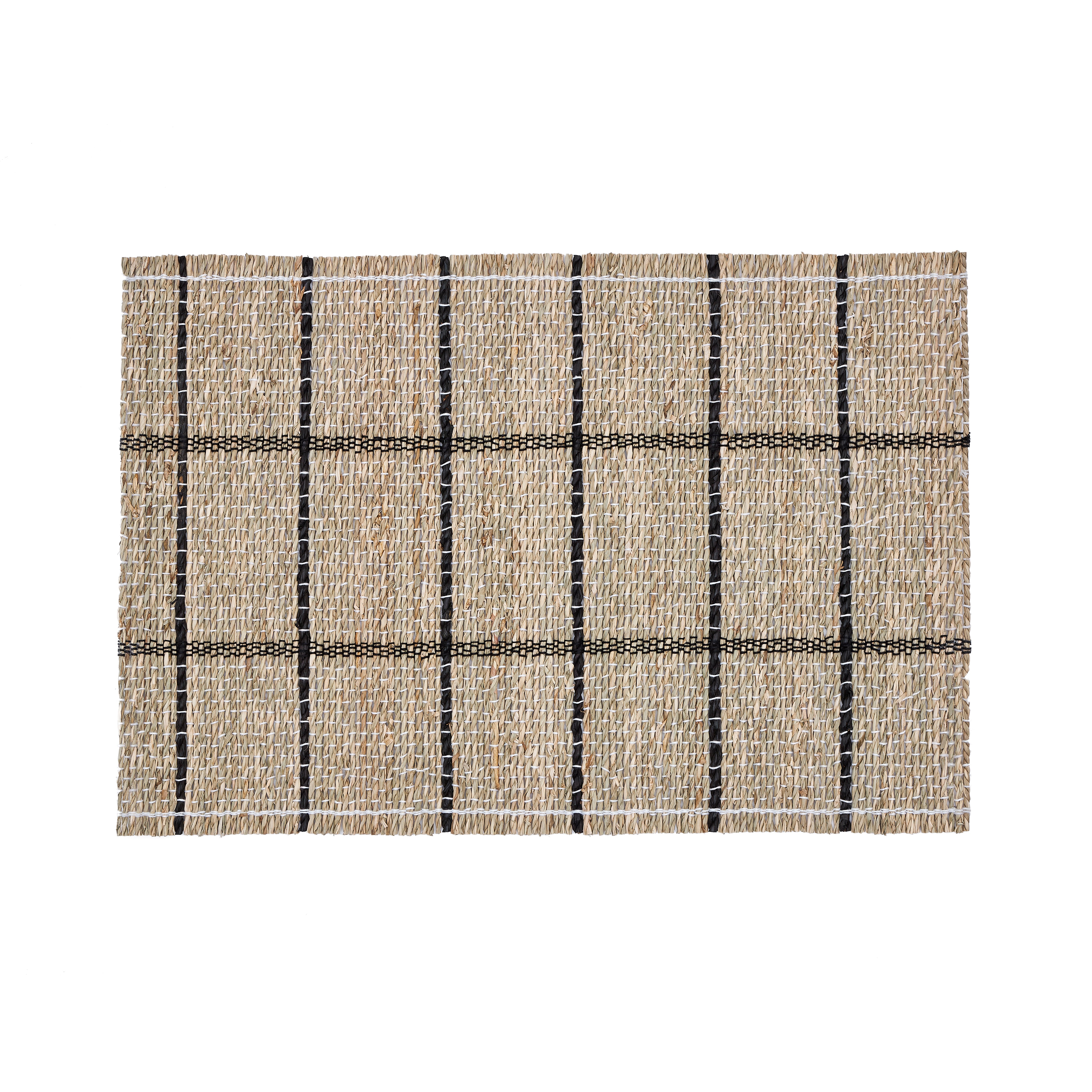 Uya set of 2 table runners with natural fibres and natural and black finish 33.5 x 49 cm - Product Image