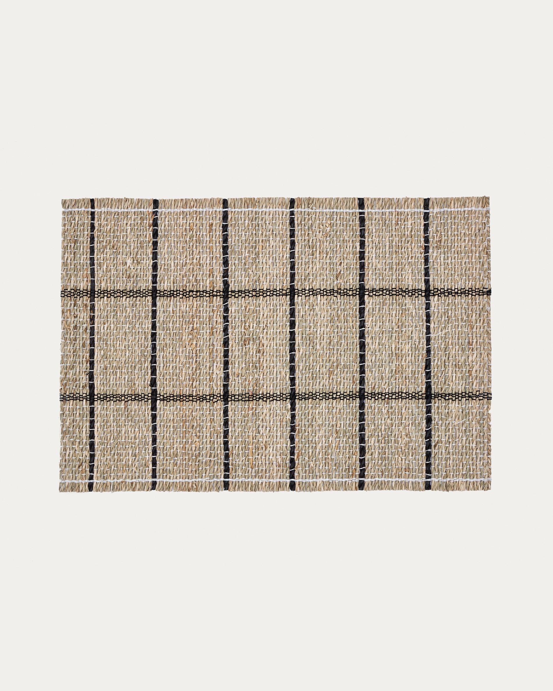 Uya set of 2 table runners with natural fibres and natural and black finish 33.5 x 49 cm - Product View