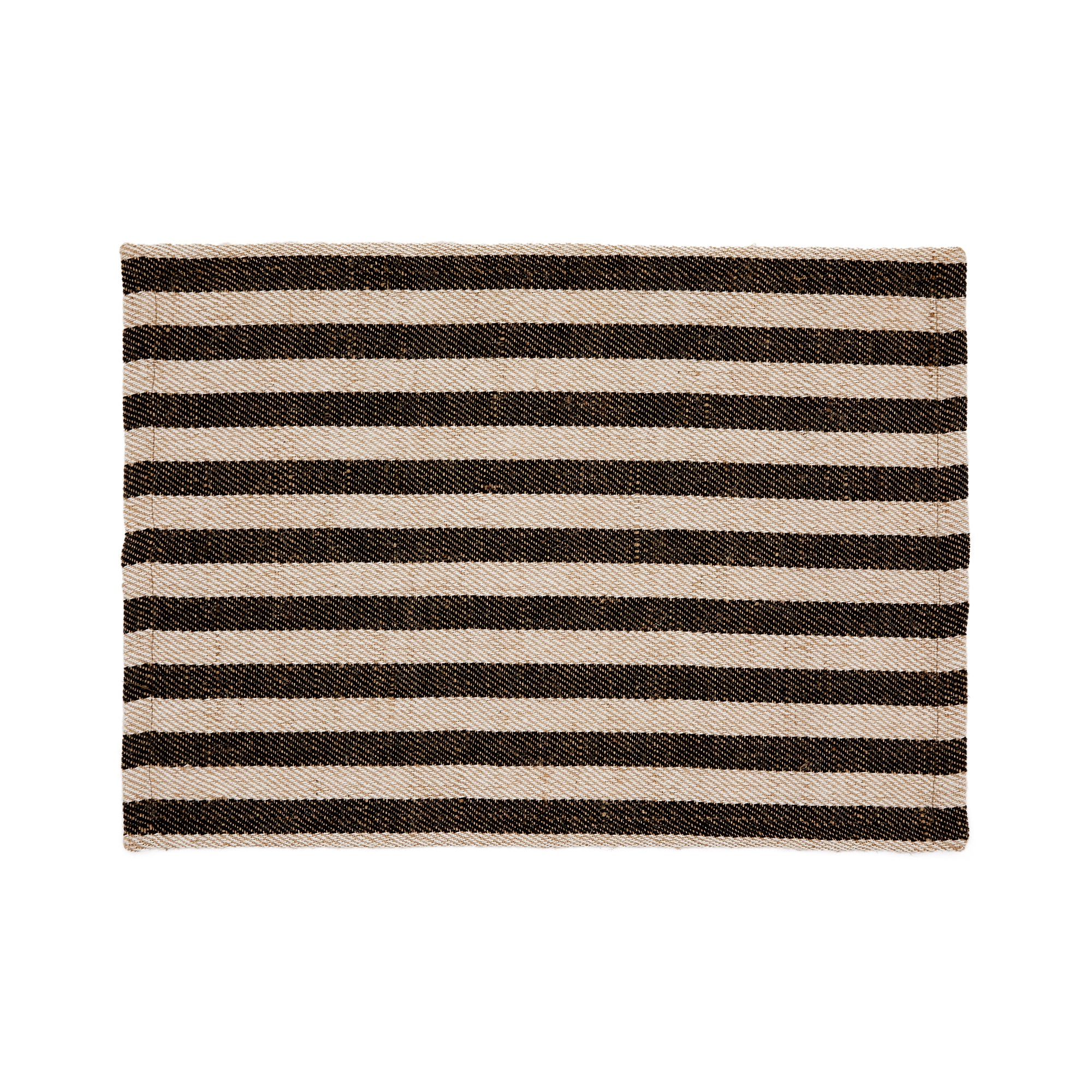 Selvana Set of 2 Custom Cotton Table Mats with Beige and Black Stripes