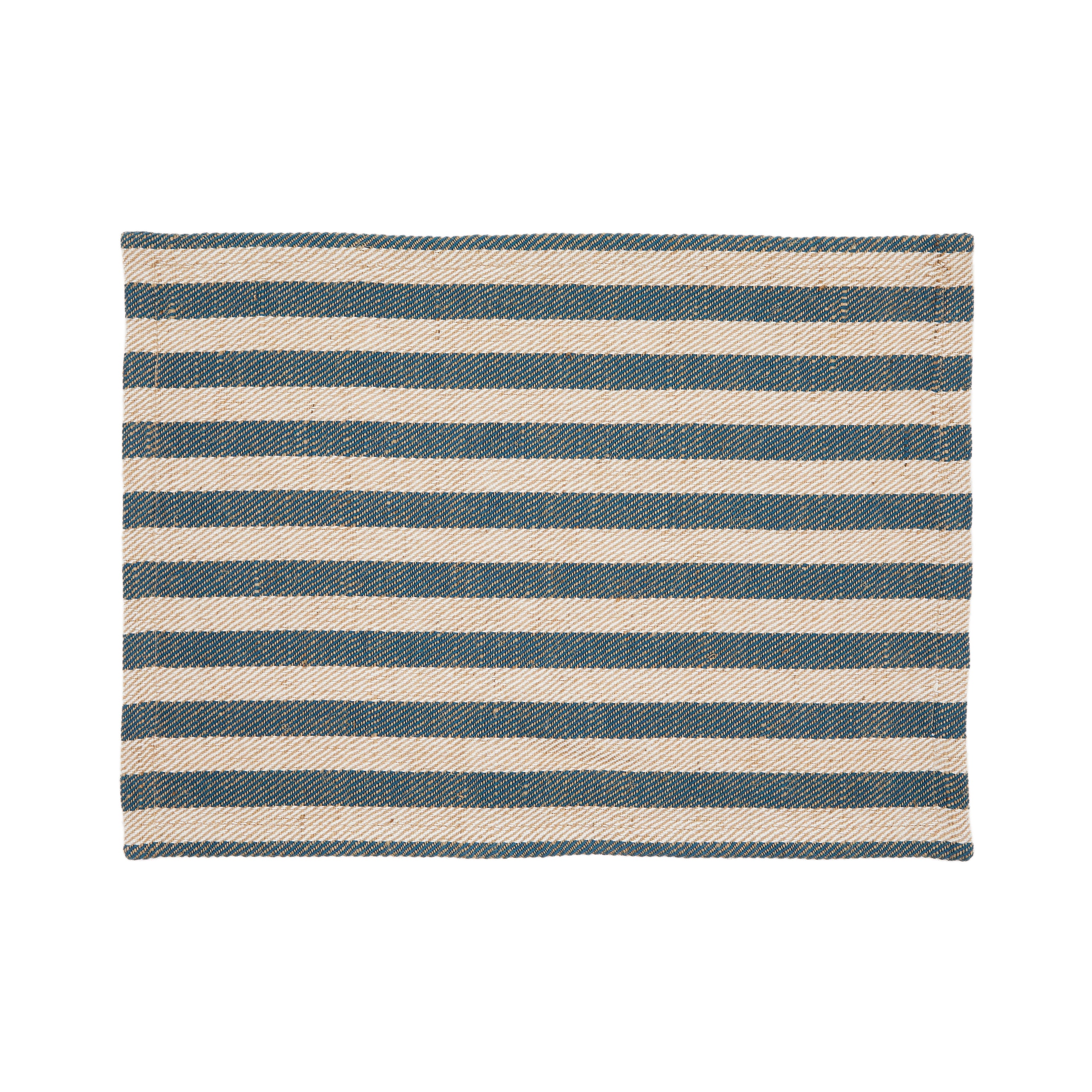 Selvana Set of 2 Custom Cotton Table Mats with Beige and Green Stripes
