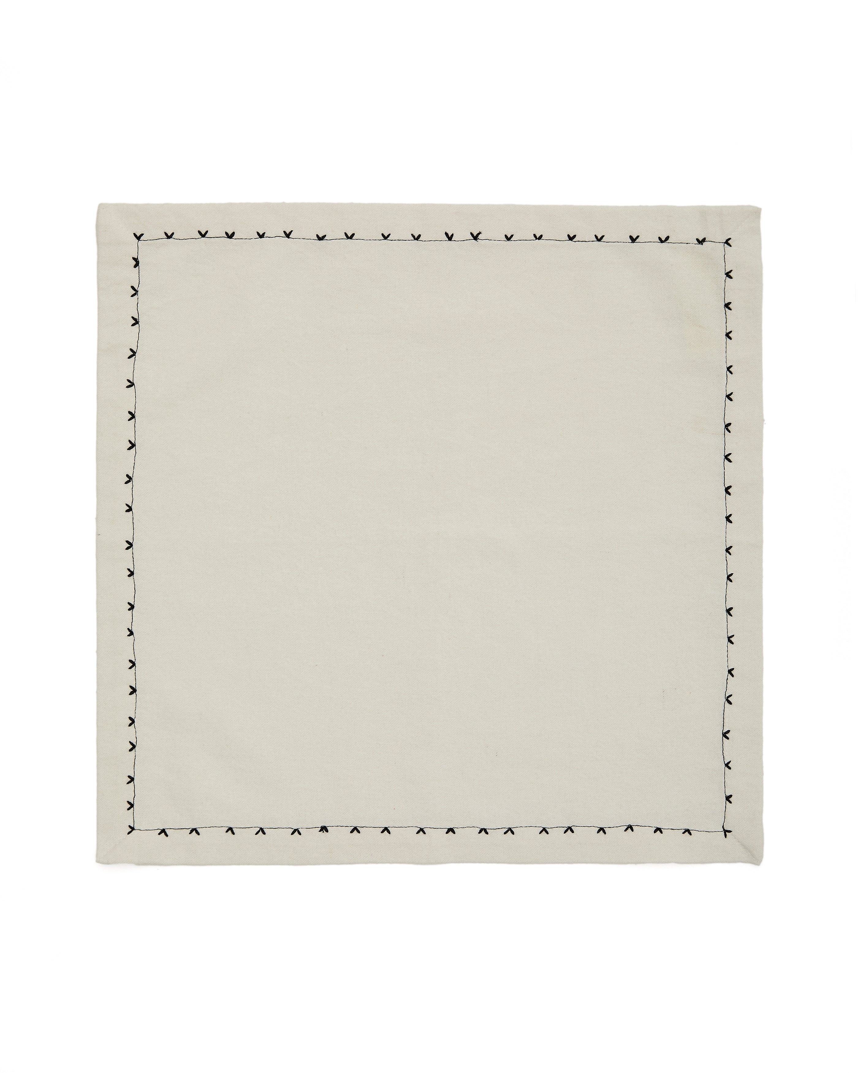 Olim set of two beige, 100% cotton napkins with black embroidery detail - Product Image