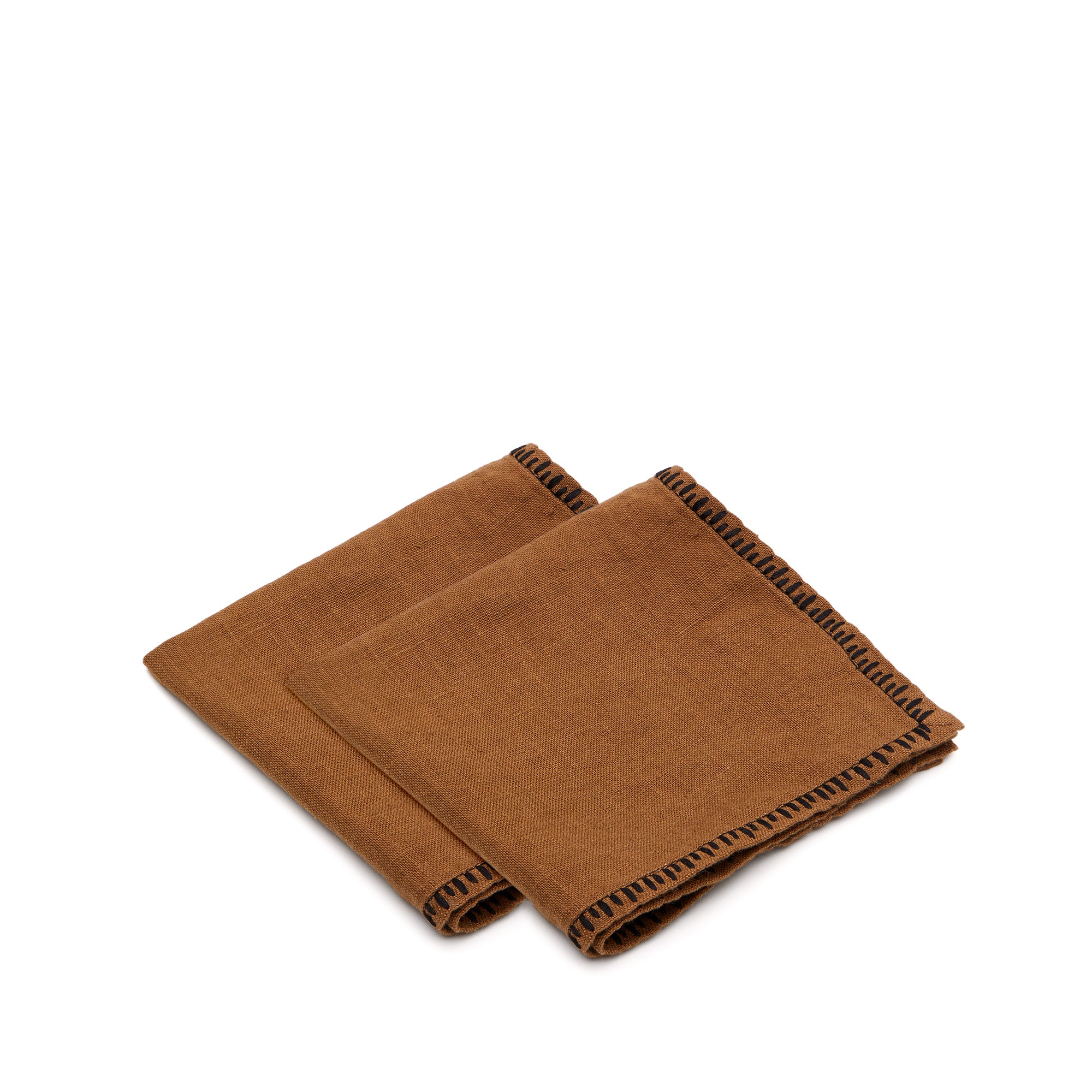 Llosar set of 2 brown embroidered napkins made of 100% linen