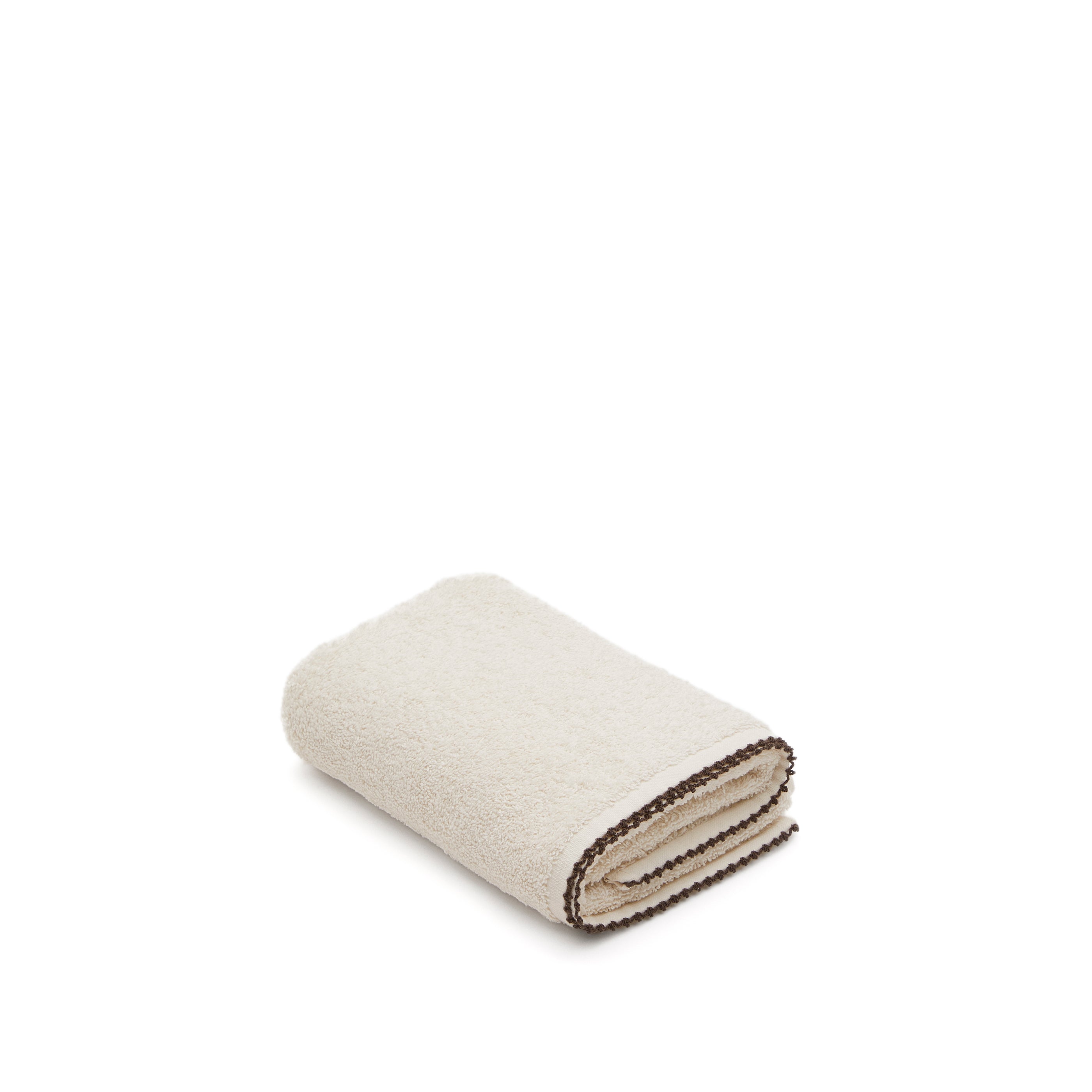 Sinami guest towel, 100% beige cotton, with contrasting black details, 30 x 50 cm