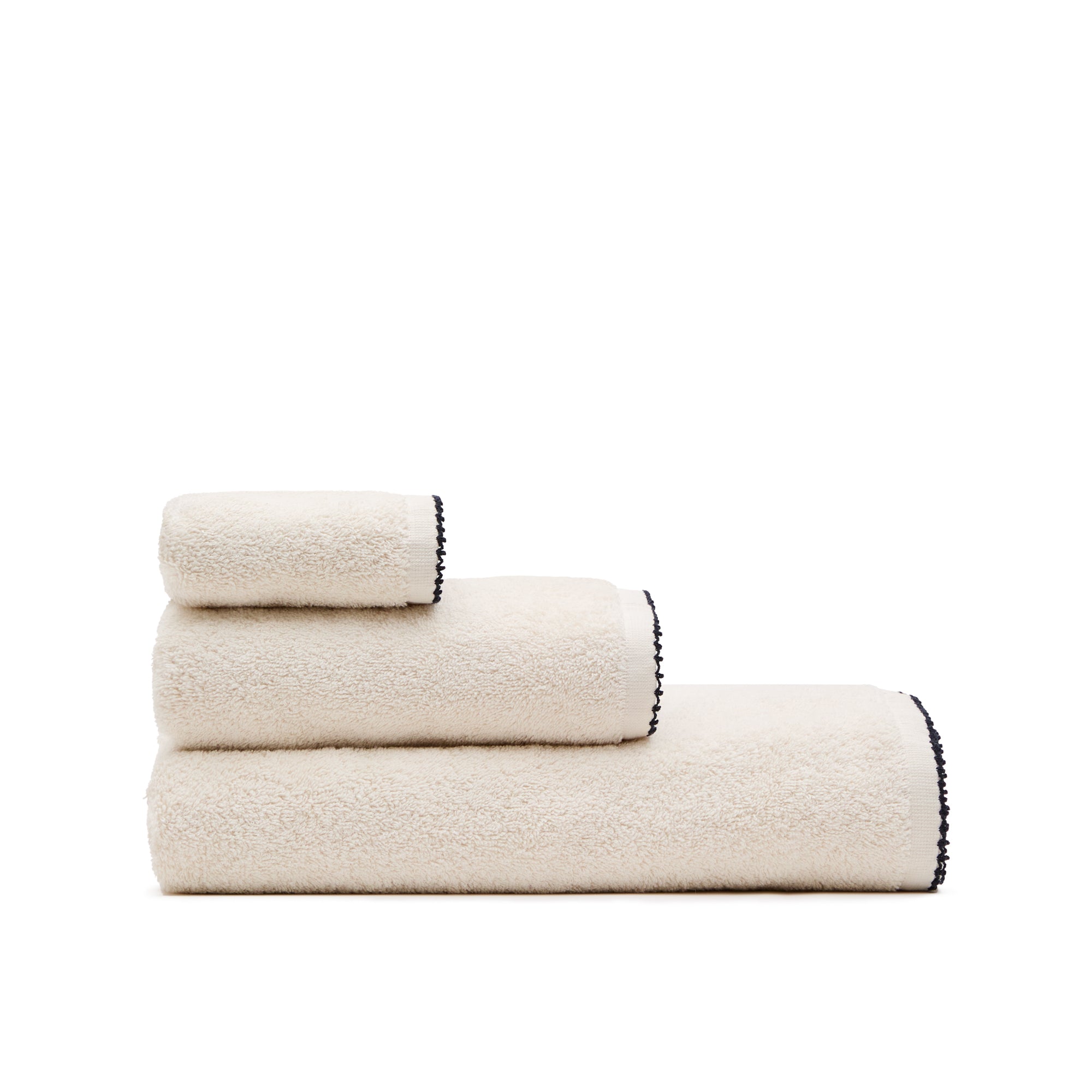 Sinami guest towel, 100% beige cotton, with contrasting black details, 30 x 50 cm