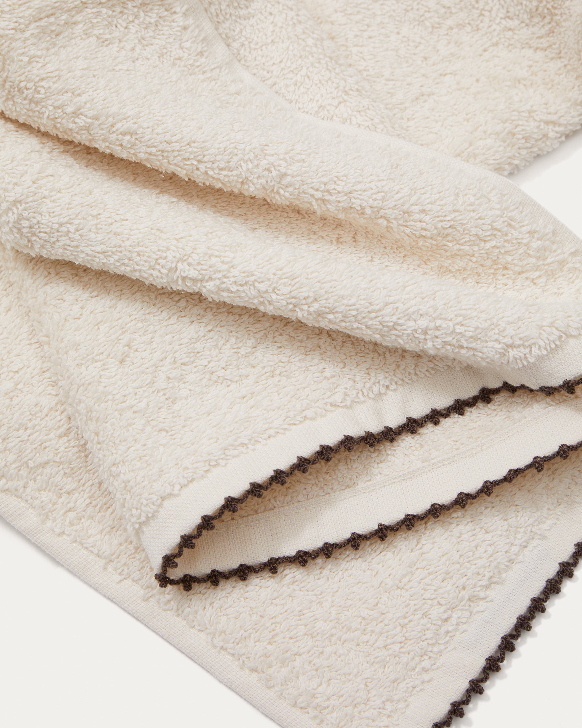 Sinami guest towel, 100% beige cotton, with contrasting black details, 30 x 50 cm