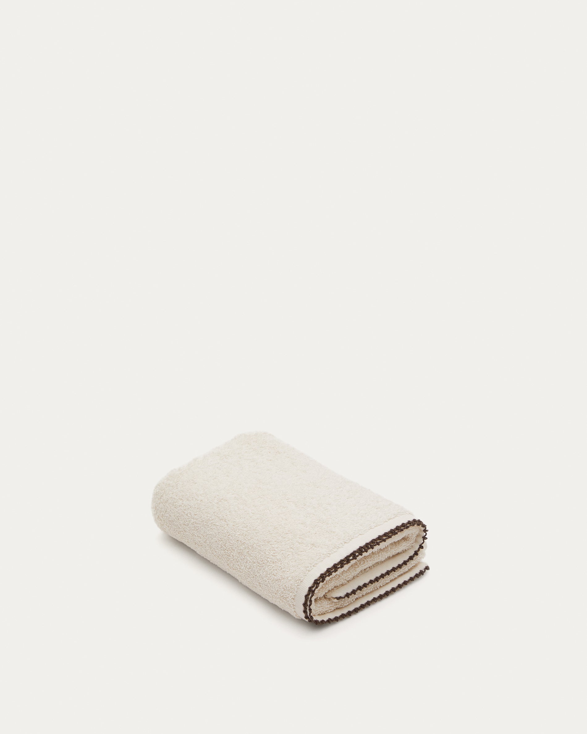 Sinami guest towel, 100% beige cotton, with contrasting black details, 30 x 50 cm