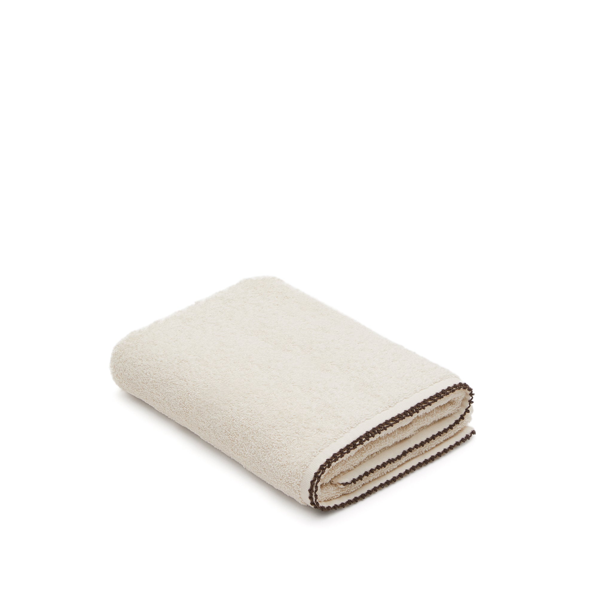 Sinami hand towel, 100% beige cotton, with contrasting black details, 50 x 90 cm