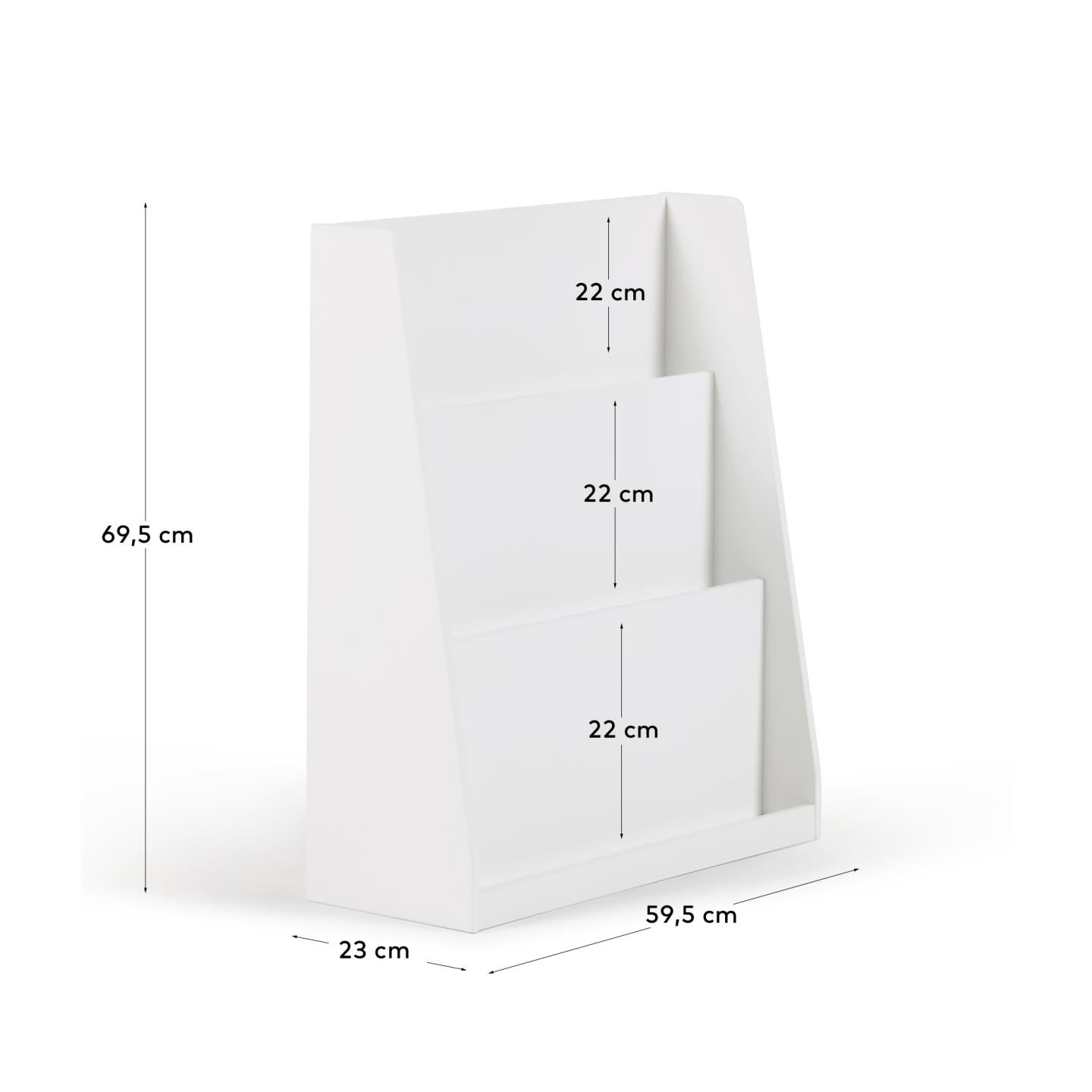 Adiventina bookcase in white MDF 59,5 x 69,5 cm - Measurements
