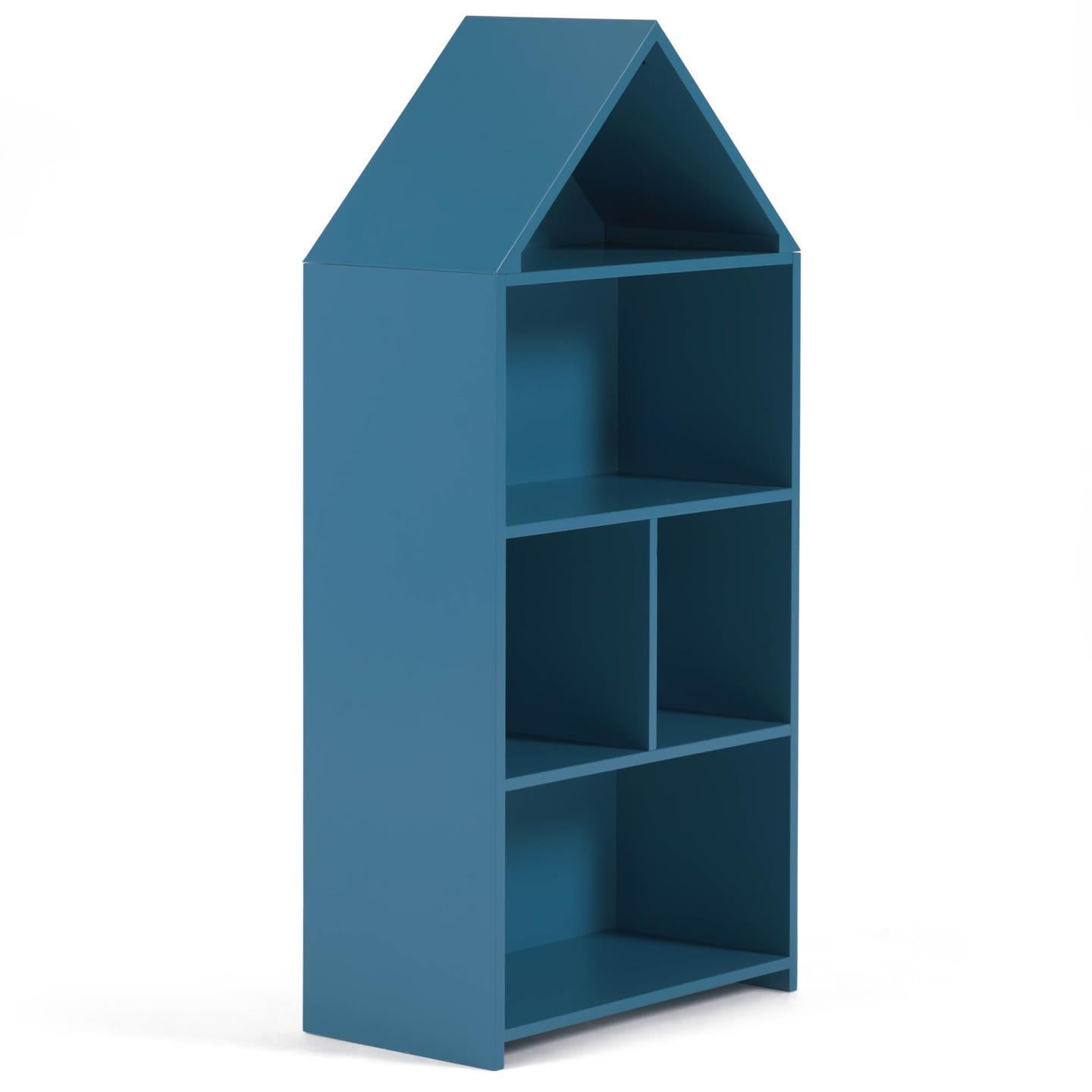 Celeste kids’ little house shelf unit in blue MDF 50 x 105 cm - Product Image